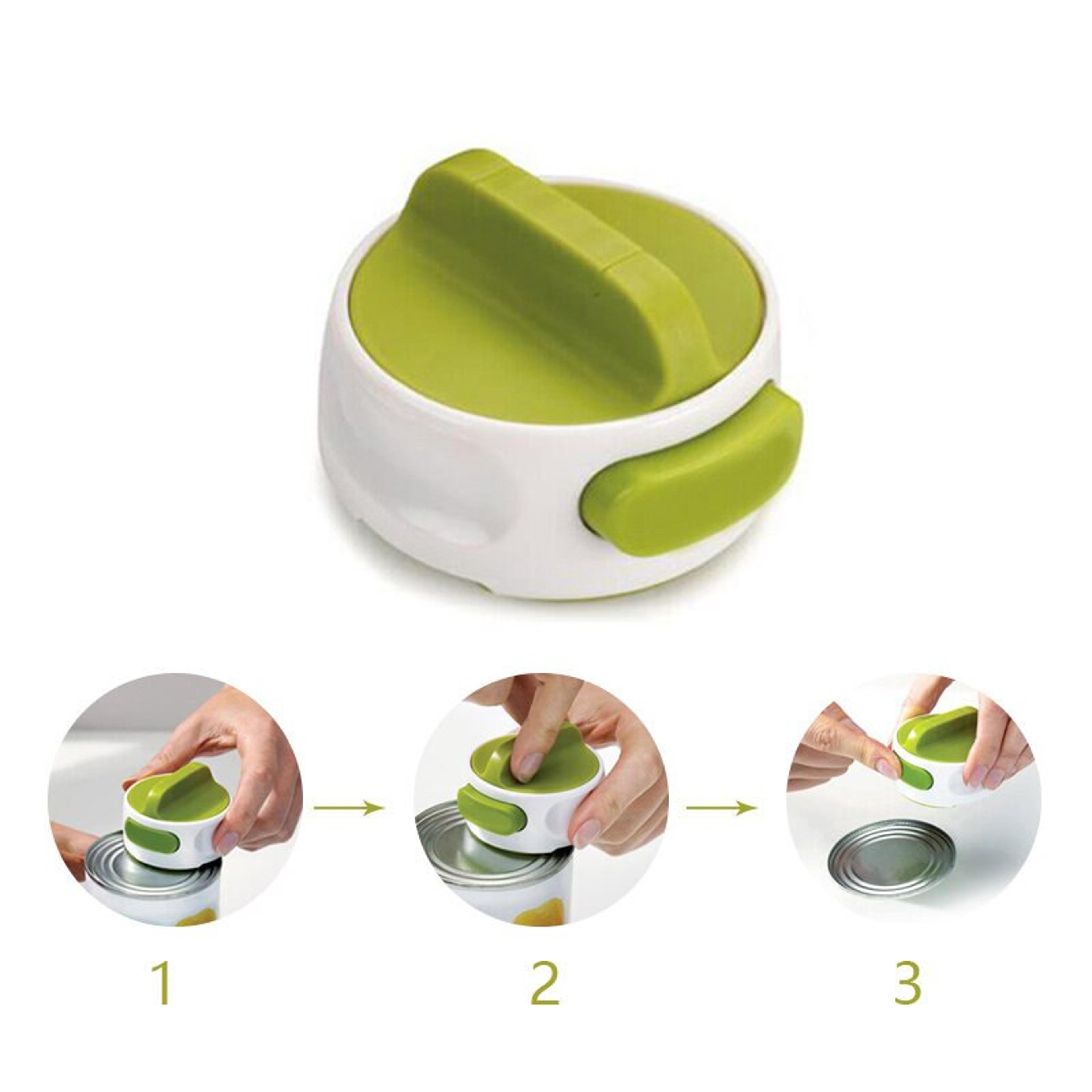 compact portable manual can opener, beer can-do mini kitchen gadget tool, easy twist release safety stainless steel