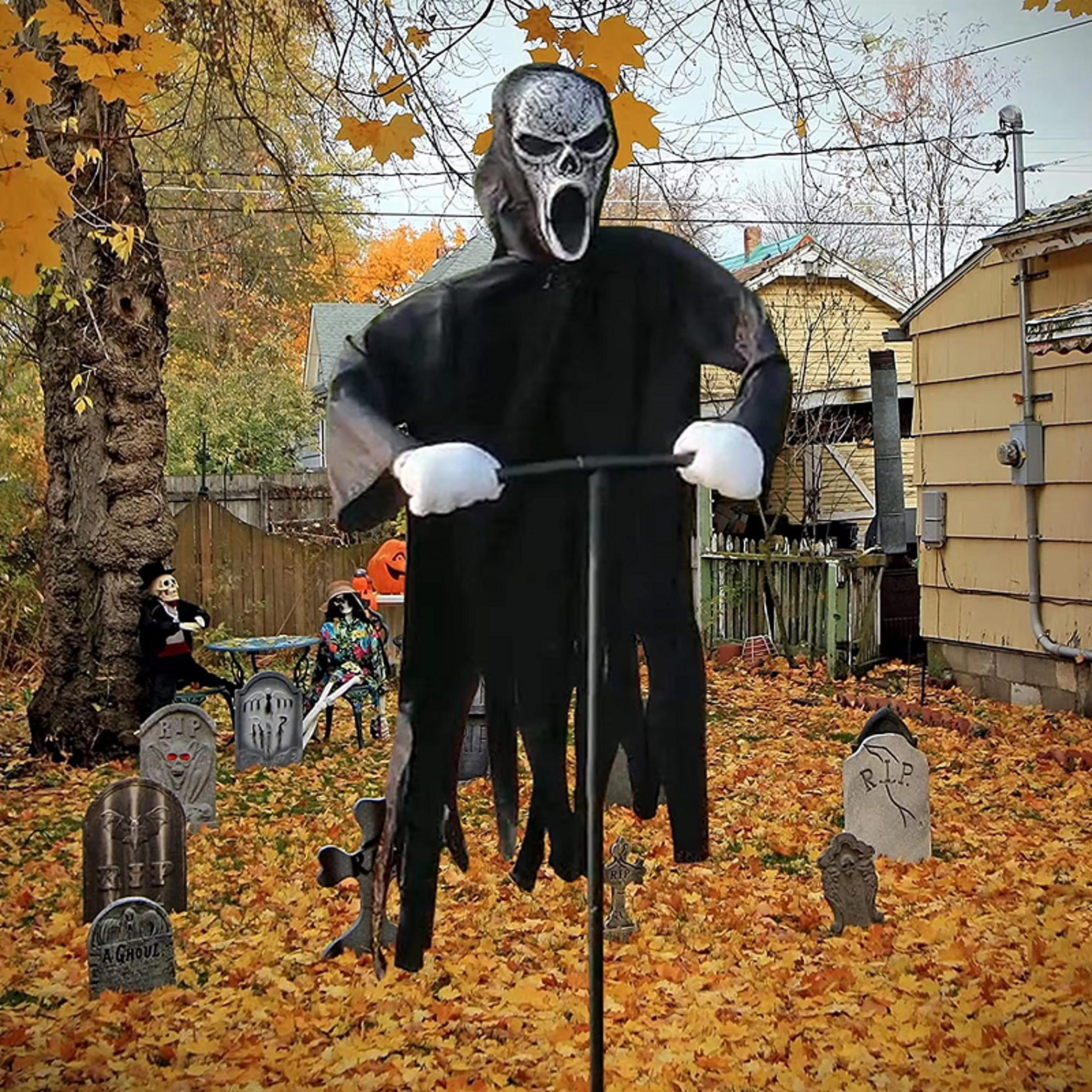 ghost scarecrow decorations, halloween decor for garden, outside hanging scary, creative courtyard, bird repeller