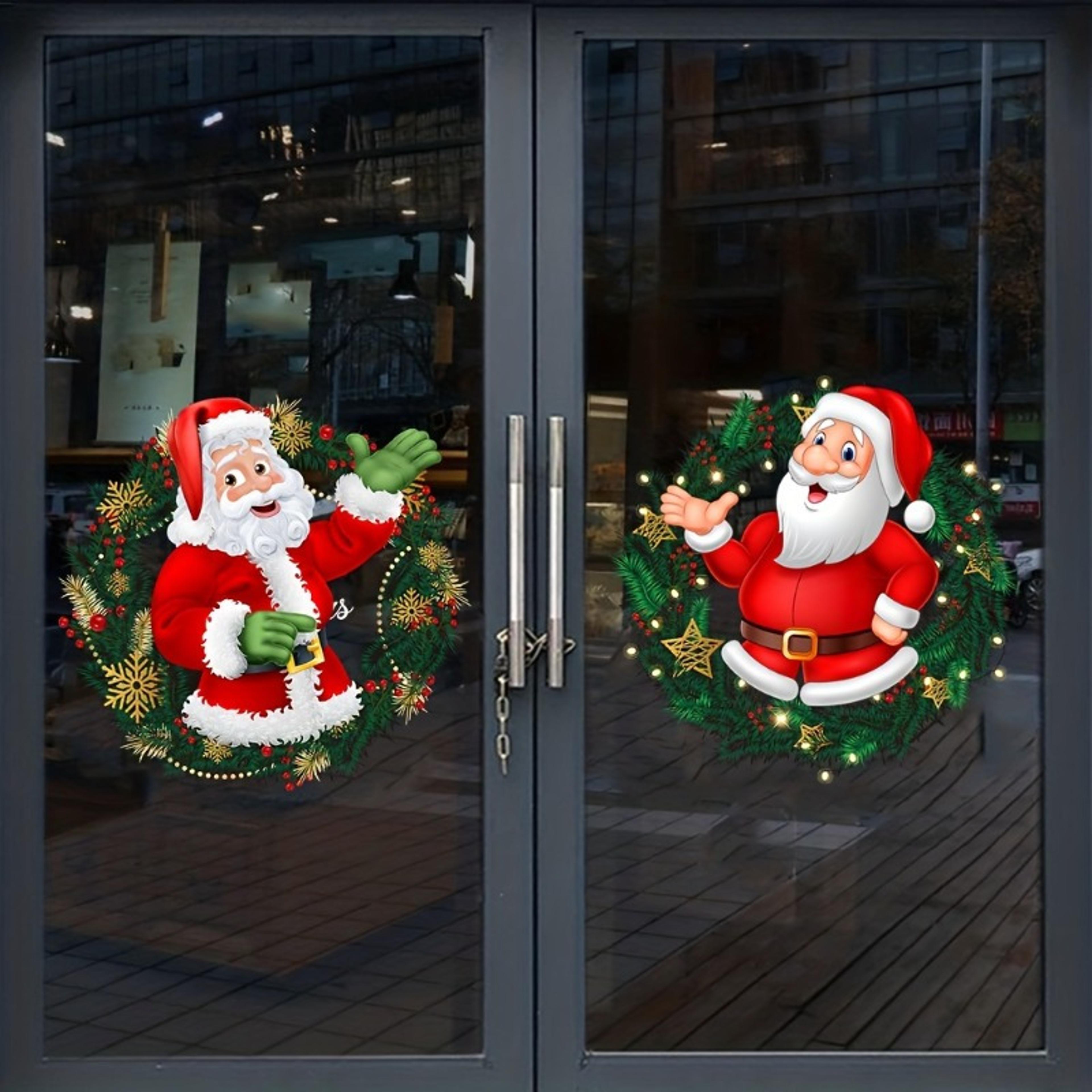 holiday party decorations, santa claus christmas window stickers, pvc material, for home windows, easy to apply