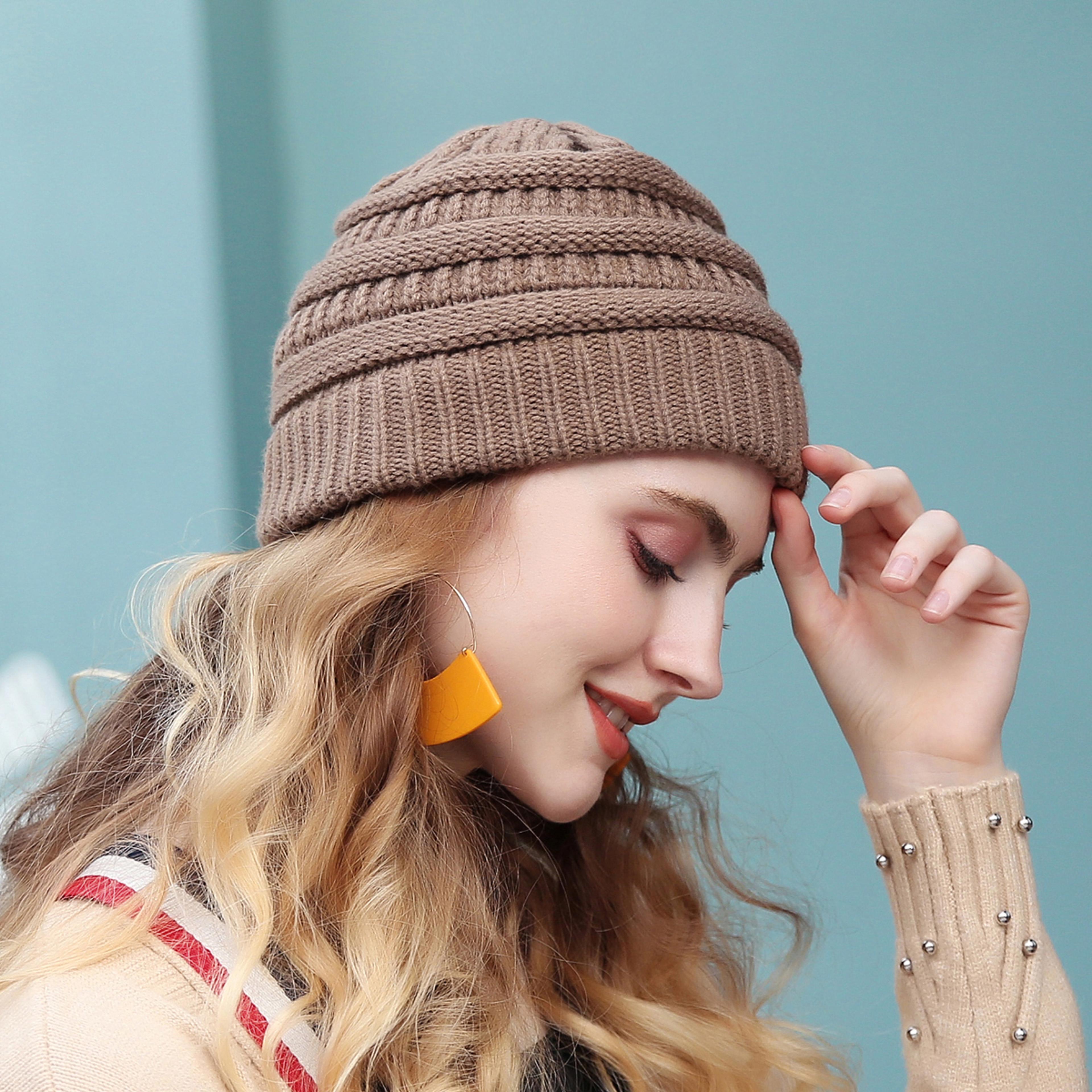 chunky cable knit beanie for women soft, warm, trendy winter hat