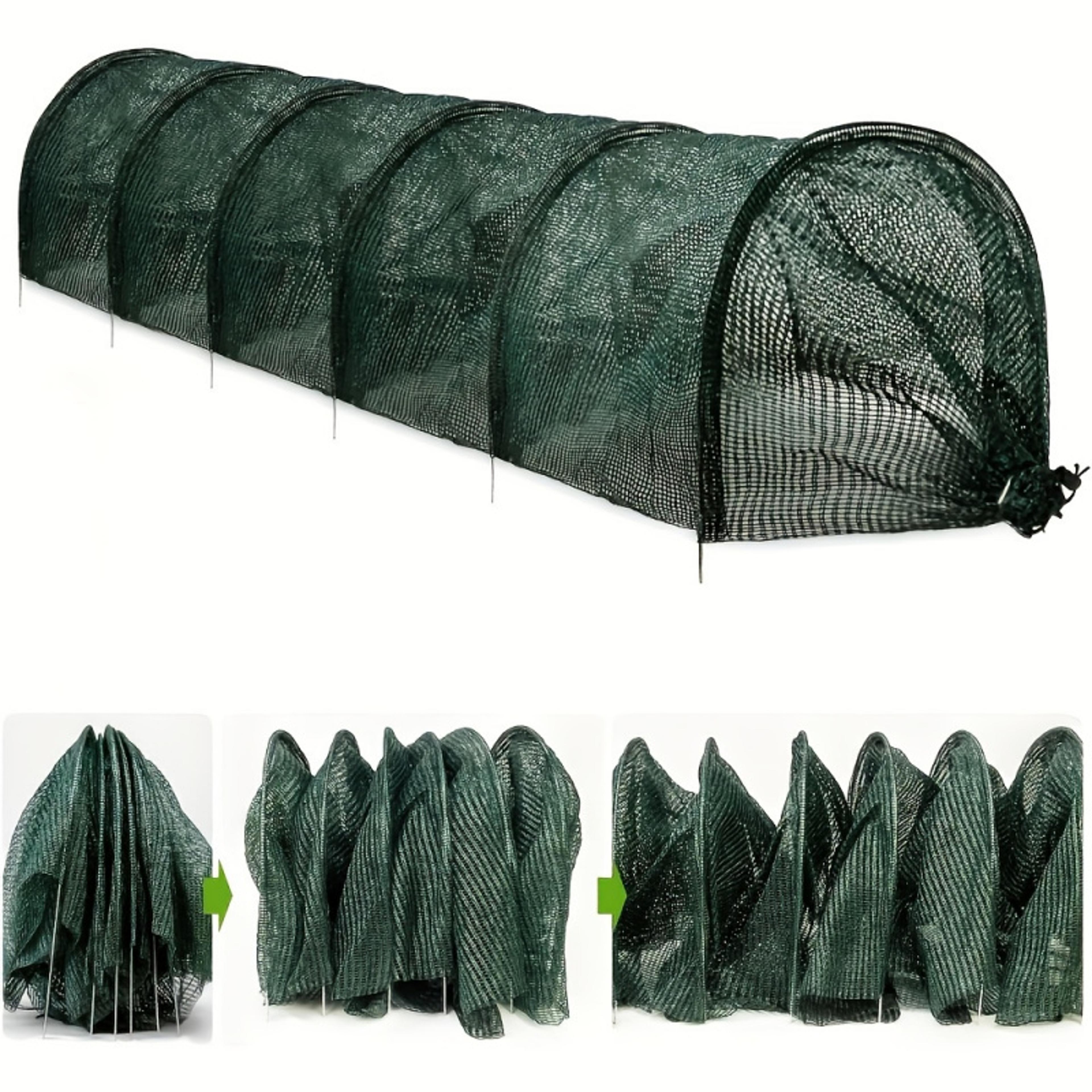 collapsible garden mesh tunnel cover for raised beds and greenhouses