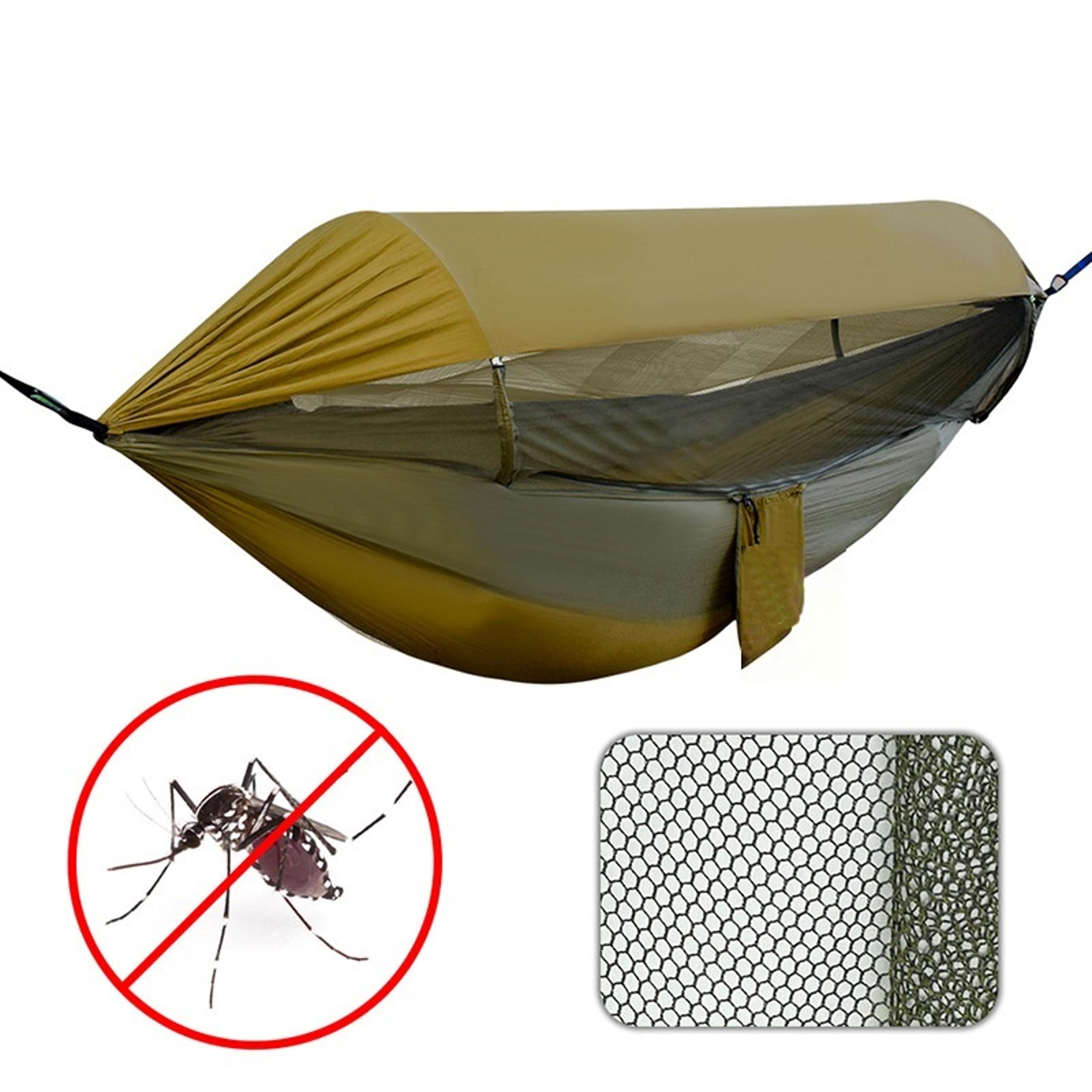 quick release double camping hammock with mosquito net and rain fly