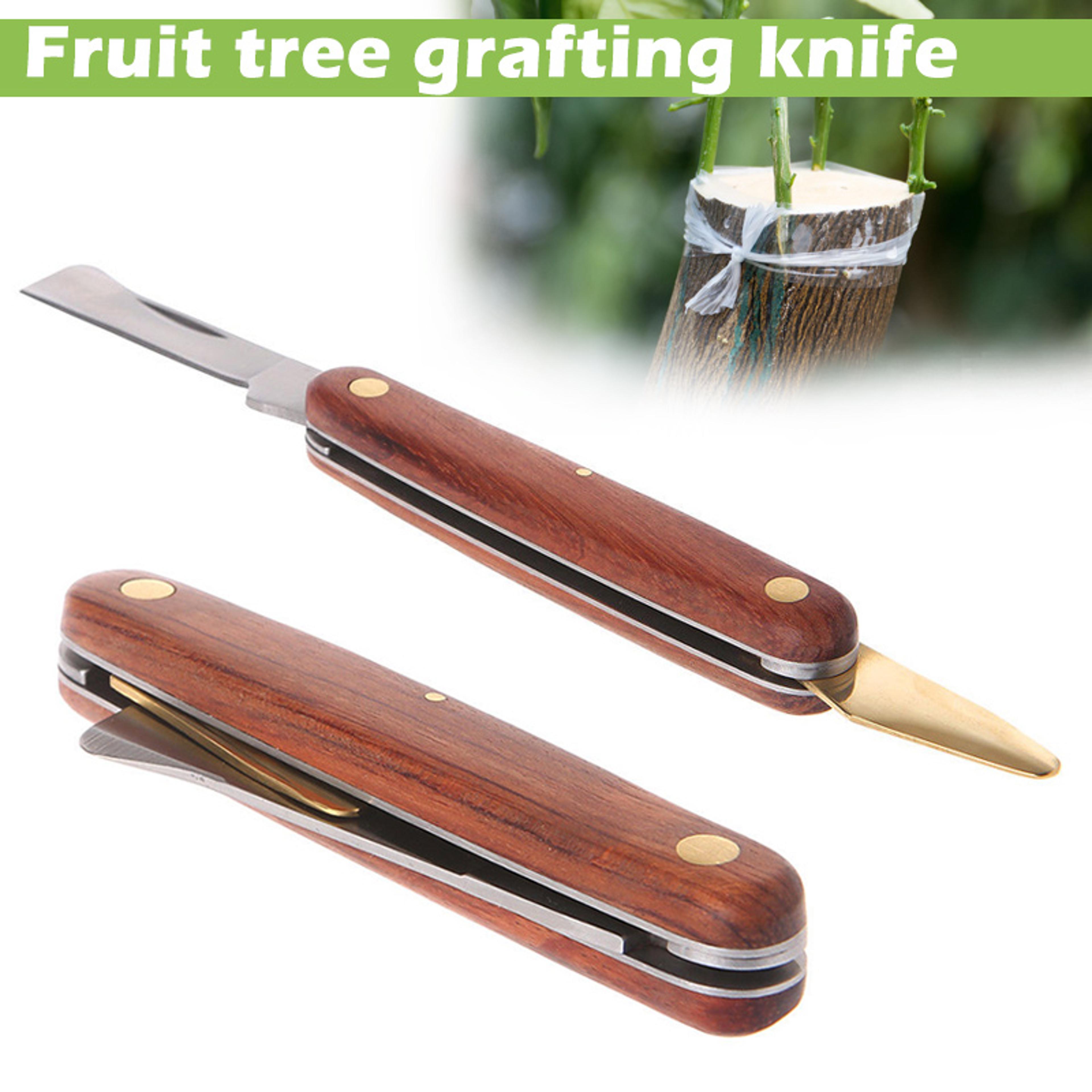 professional folding grafting knife for fruit & trees with wooden handle