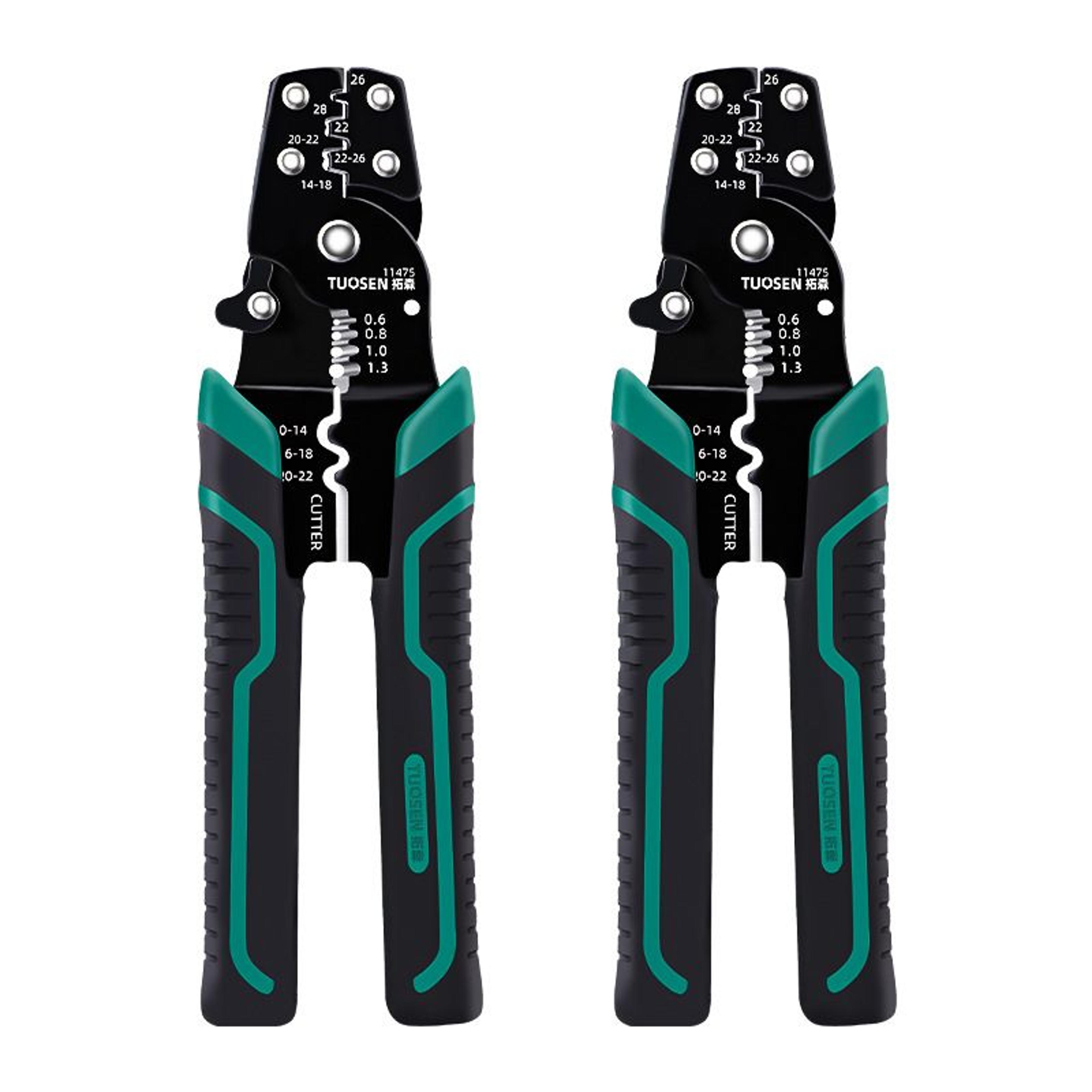 crimping pliers with wire stripper and terminal cutter for electrical repairs