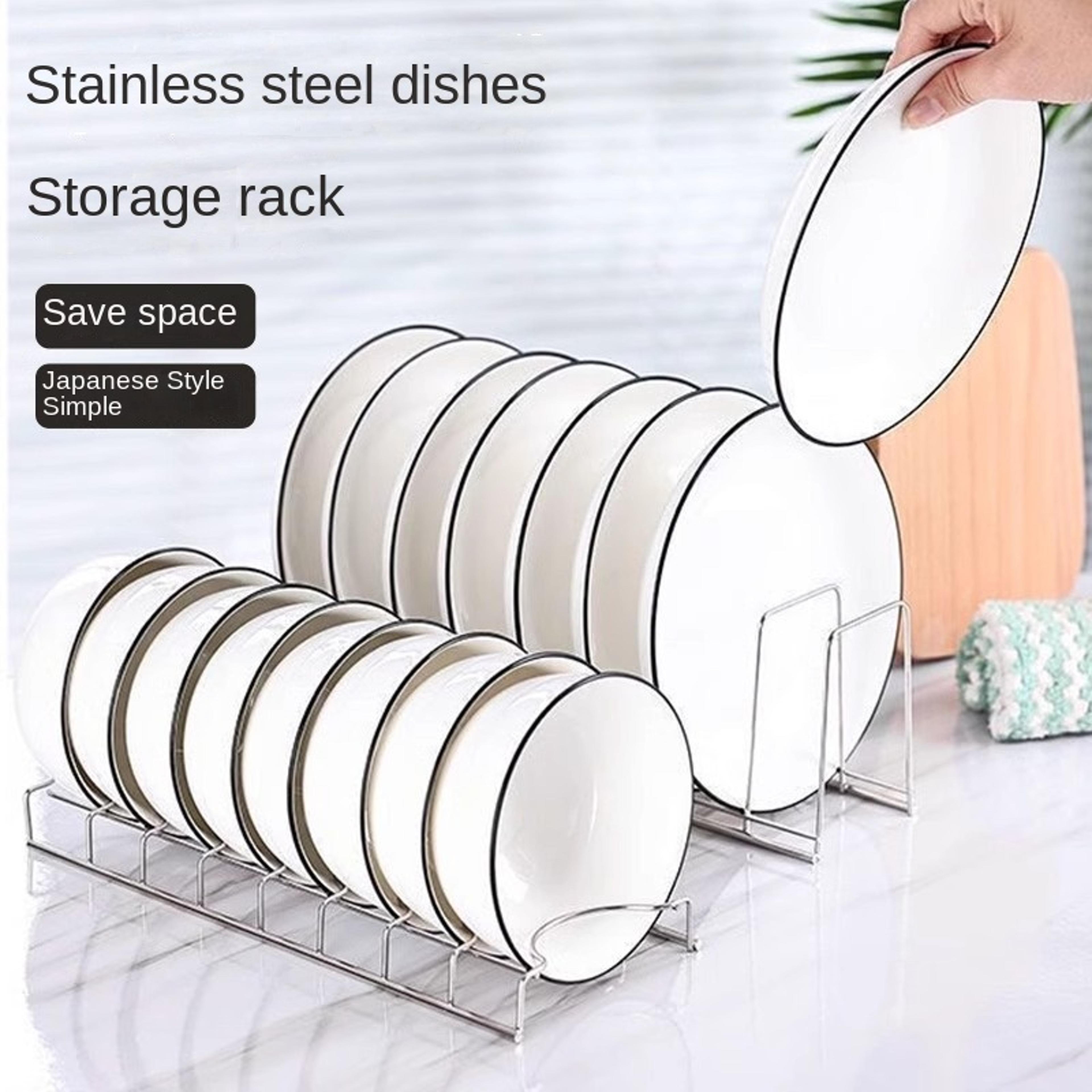 stainless steel dish drying rack for plates & bowls space saving kitchen organizer