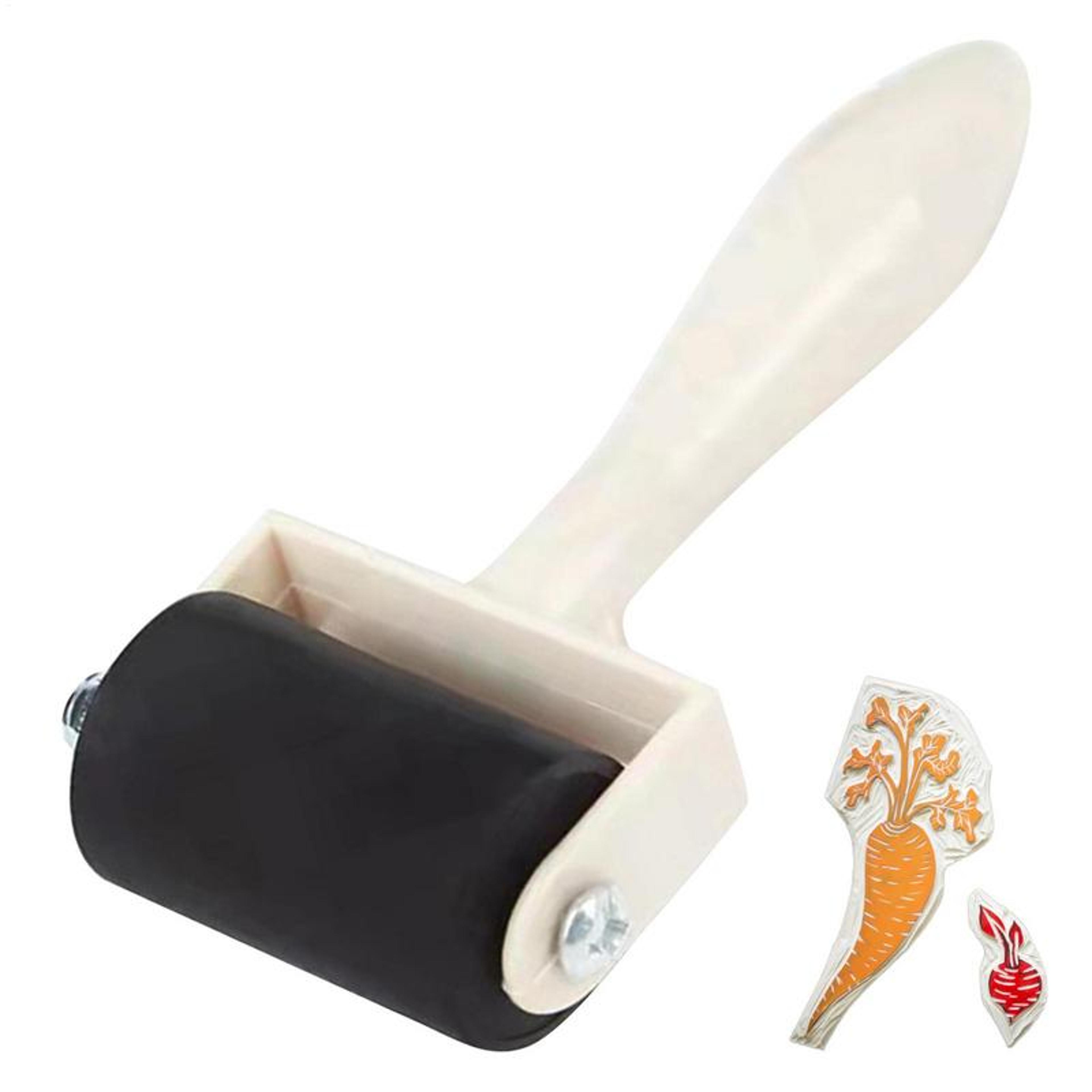 precision brayer roller with wooden handle for printmaking, ink spreading & craft painting