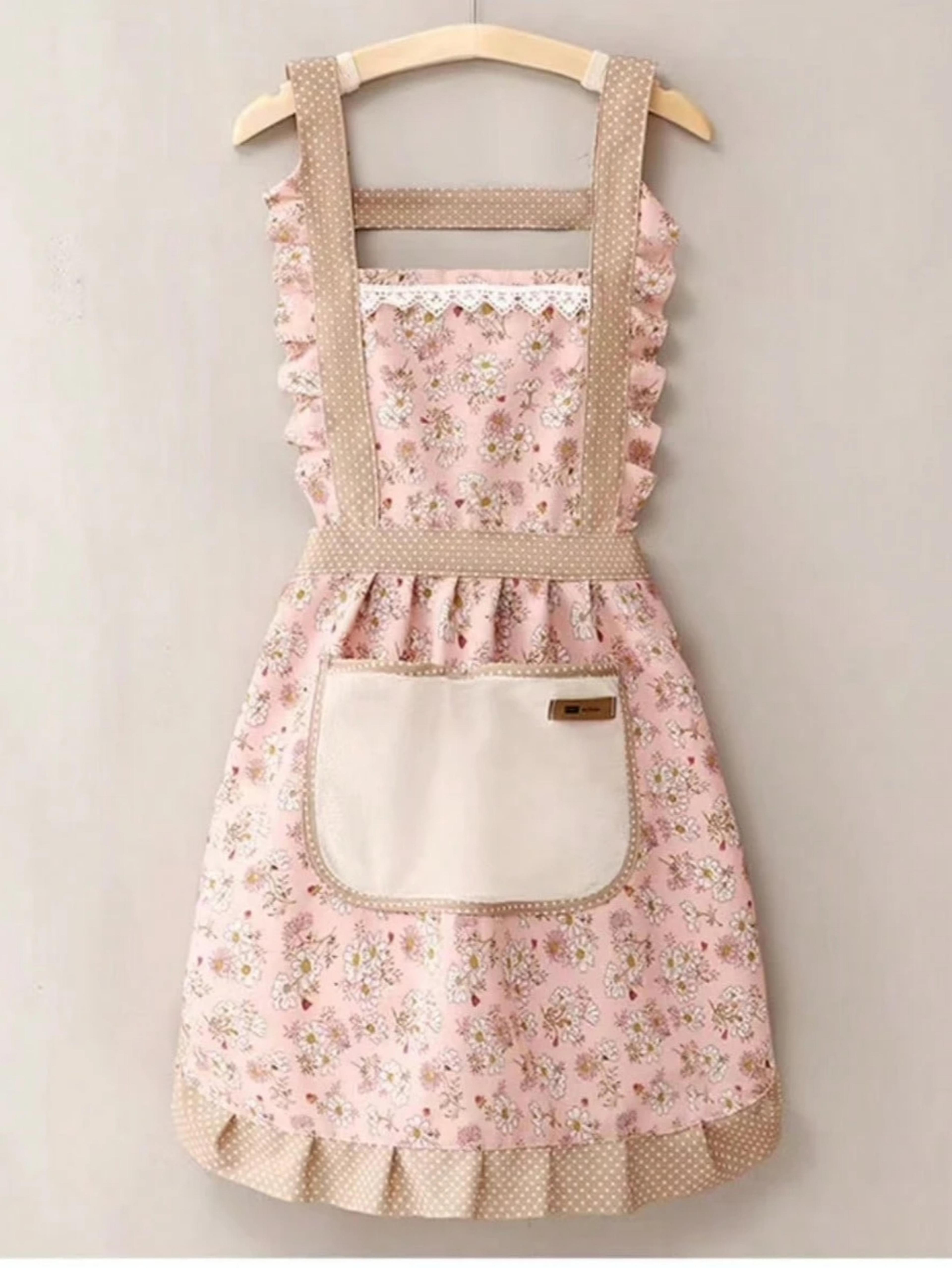 blush bloom canvas kitchen apron for women with breathable anti-stain protection