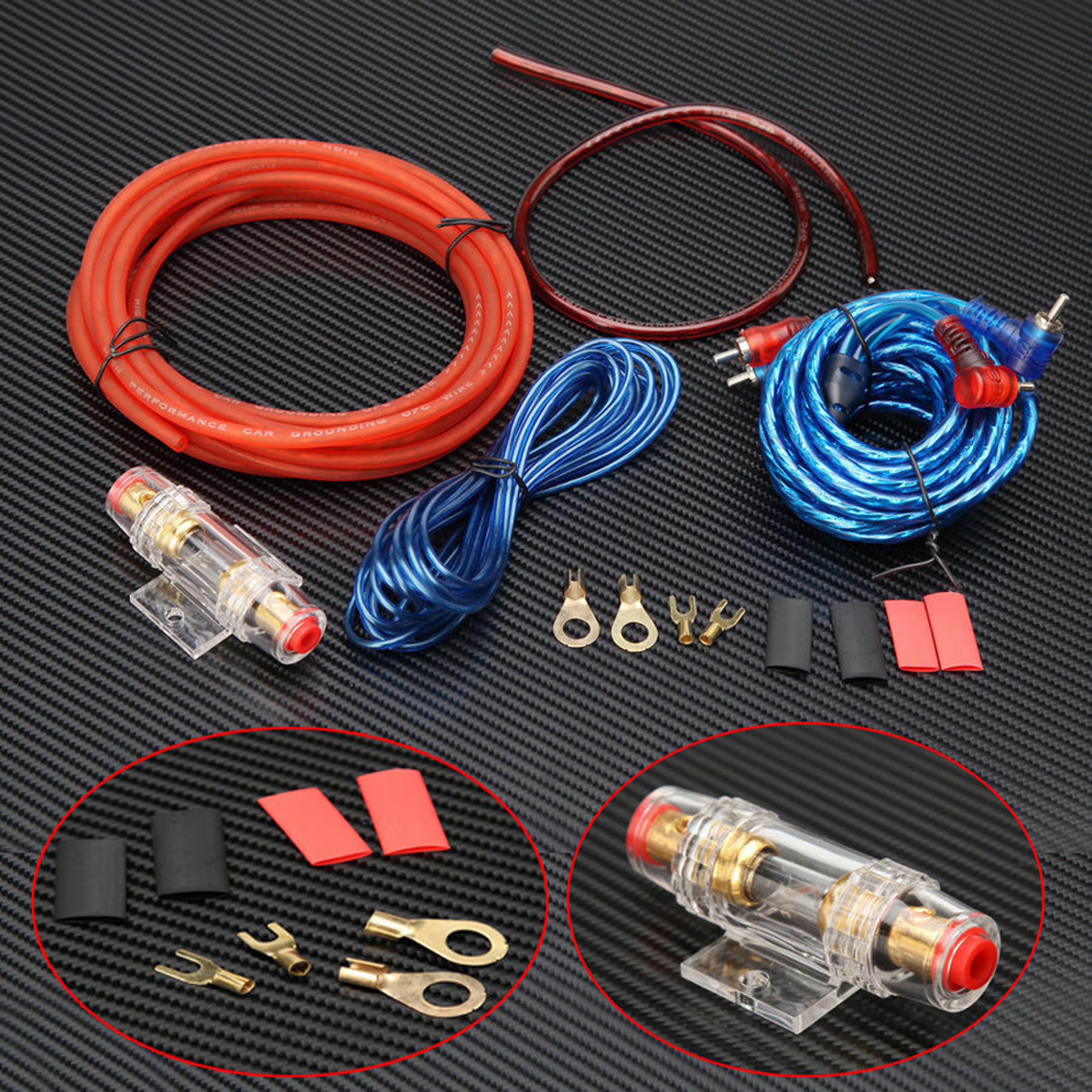 car amplifier wiring kit gauge audio cable set with amp fuse for subwoofer systems