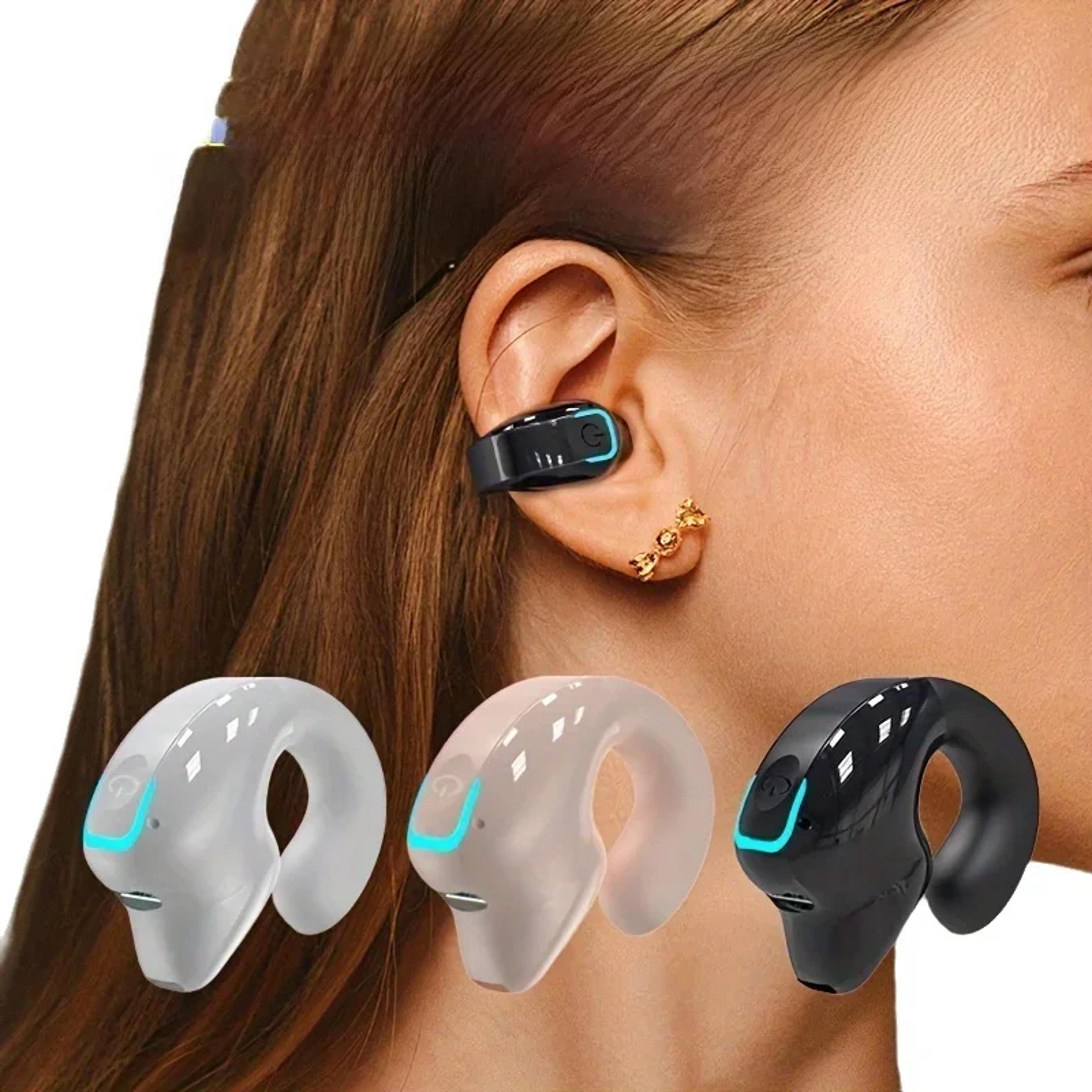 openear clip bone conduction bluetooth earbuds with noise reduction mic