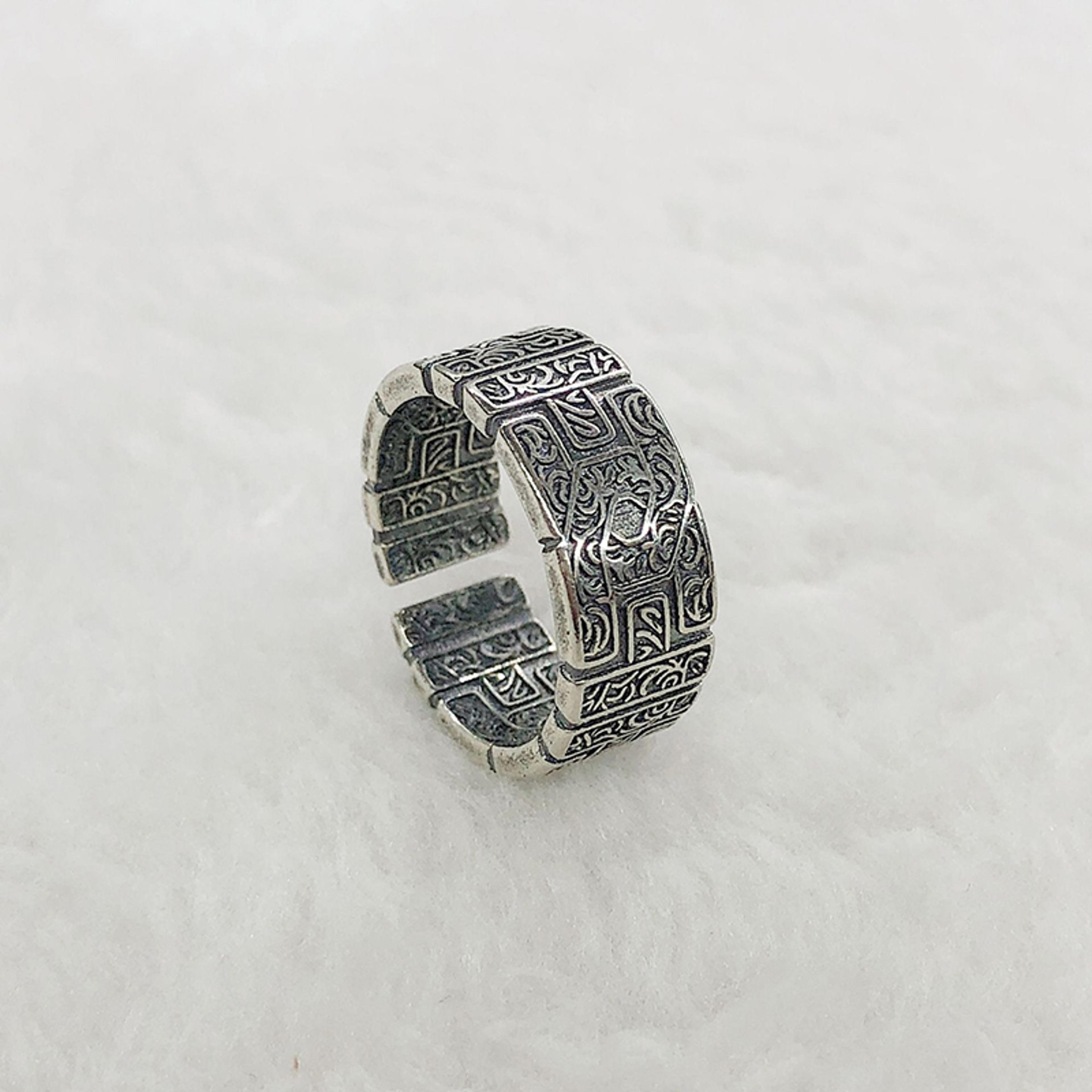tang grass gothic open ring for men and women vintage silver punk statement jewelry