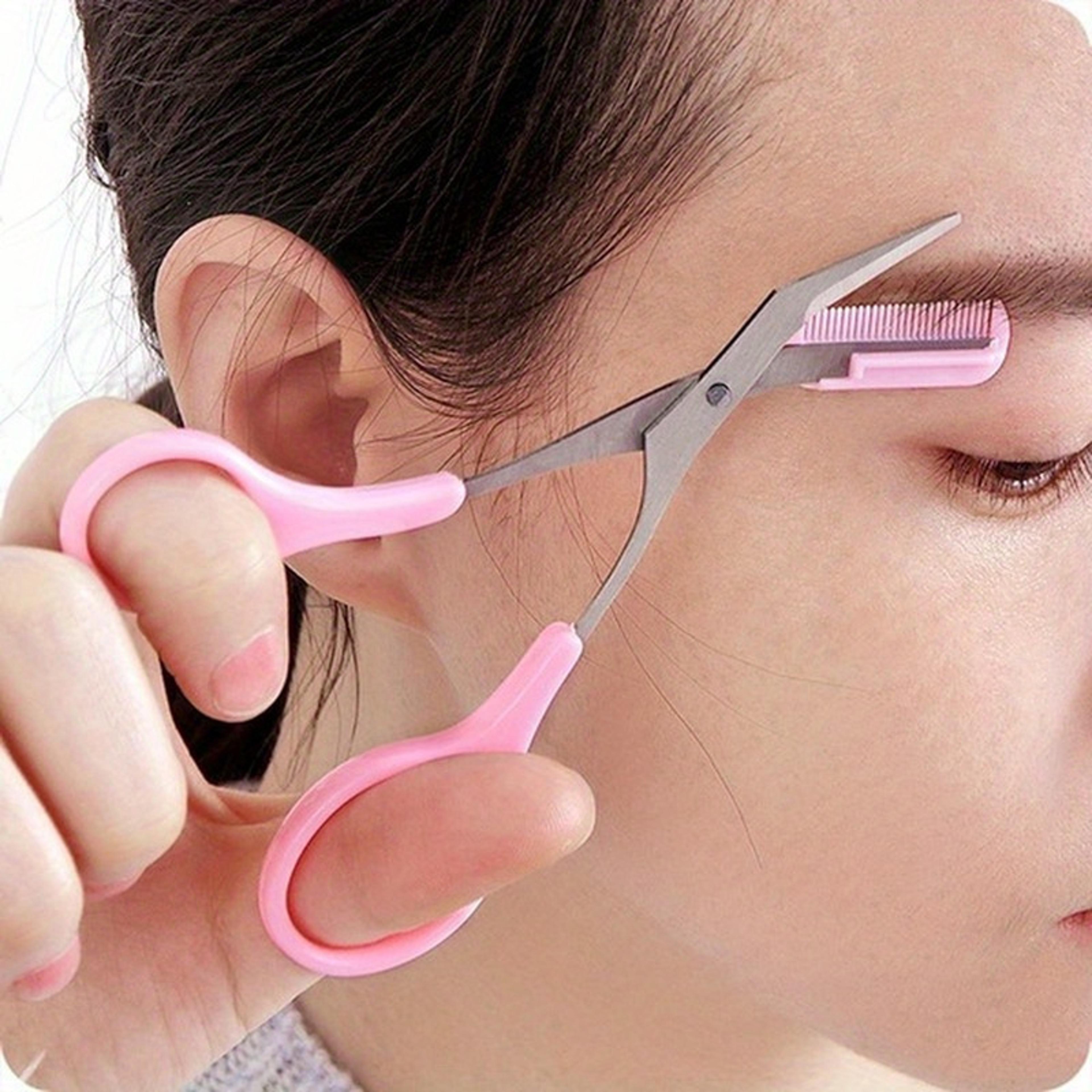 professional stainless steel eyebrow trimming scissors with comb for precise grooming