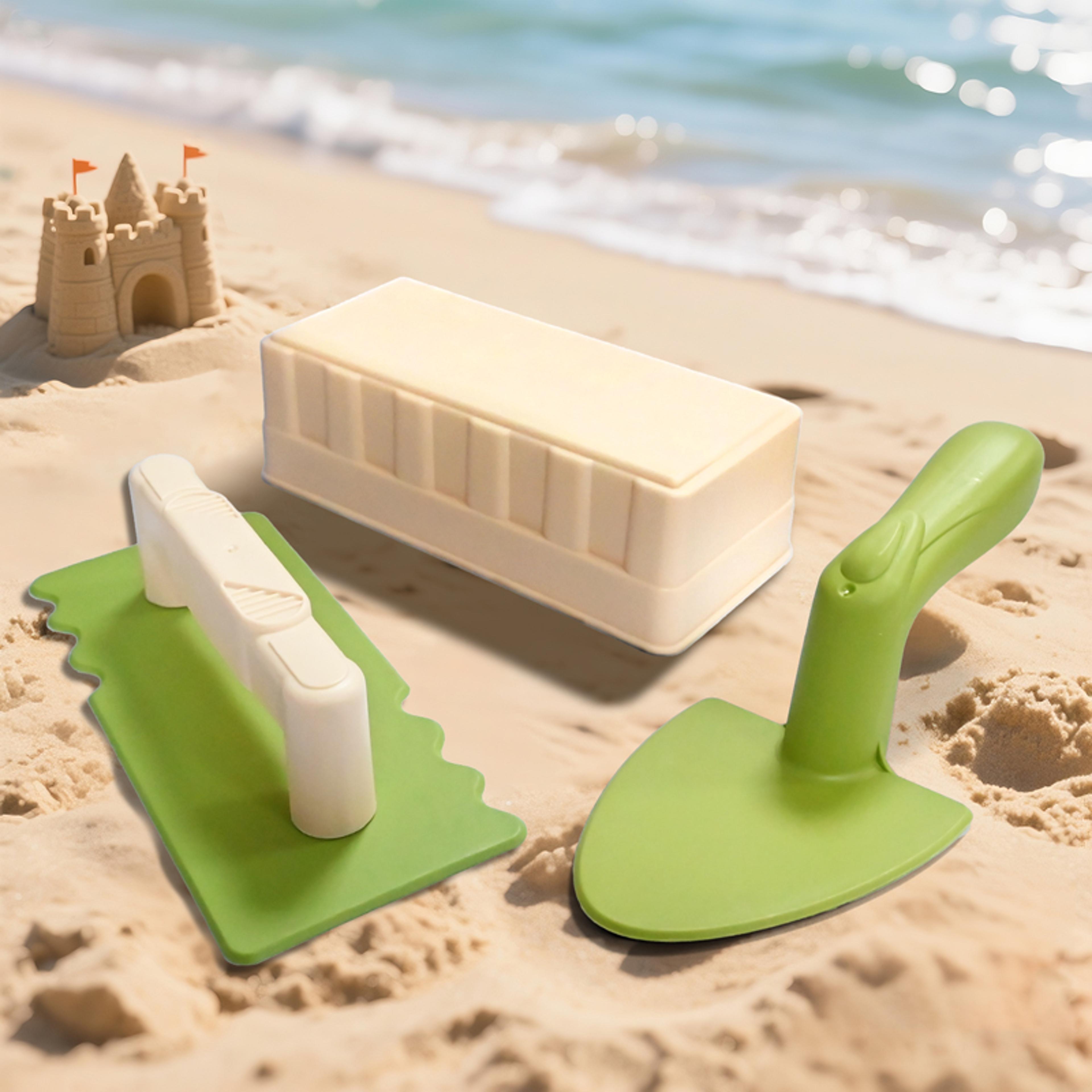 sunnybuilders beach sand castle toy set with shovel & molds for kids