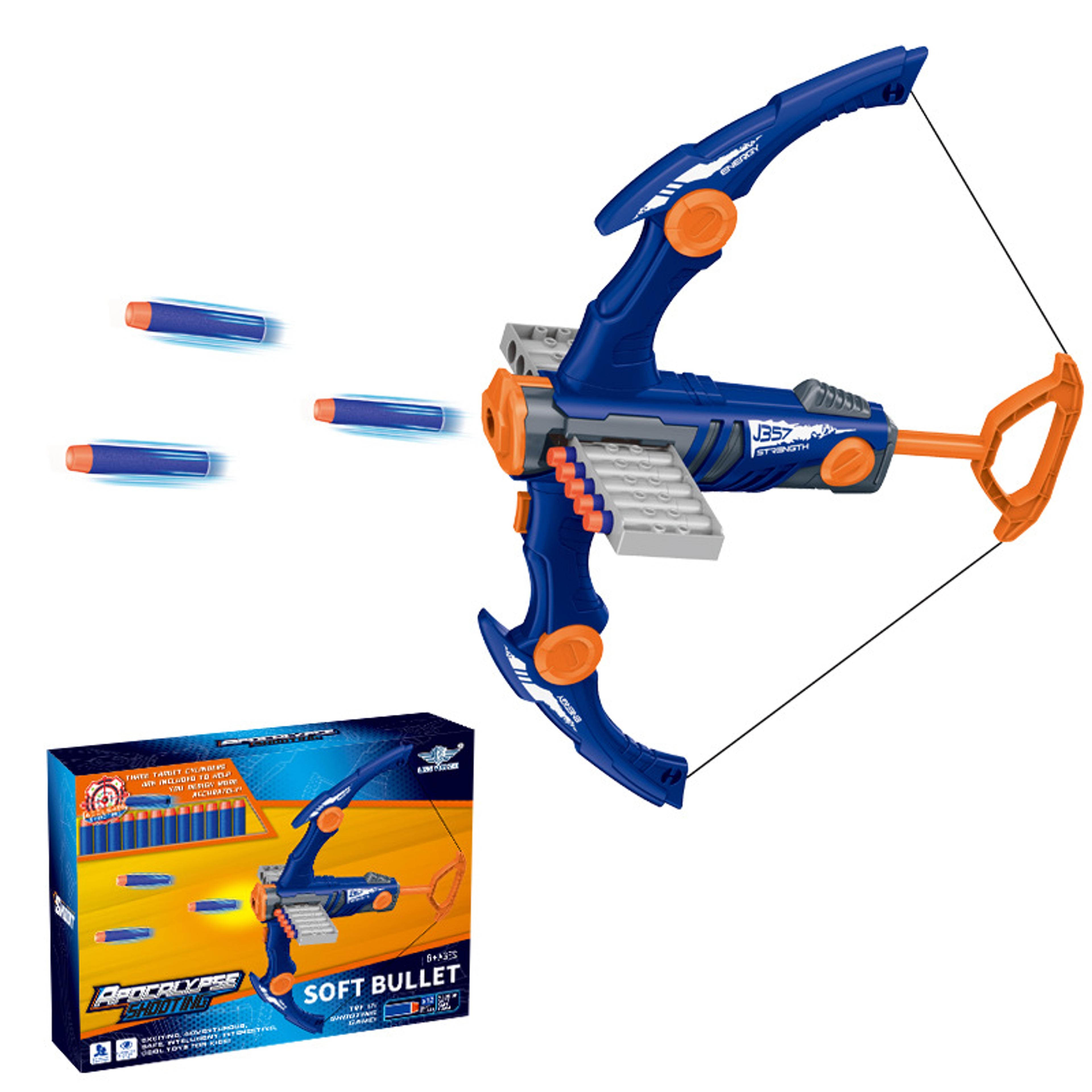 rapidshot kids soft foam crossbow blaster set with shot launcher for outdoor backyard games