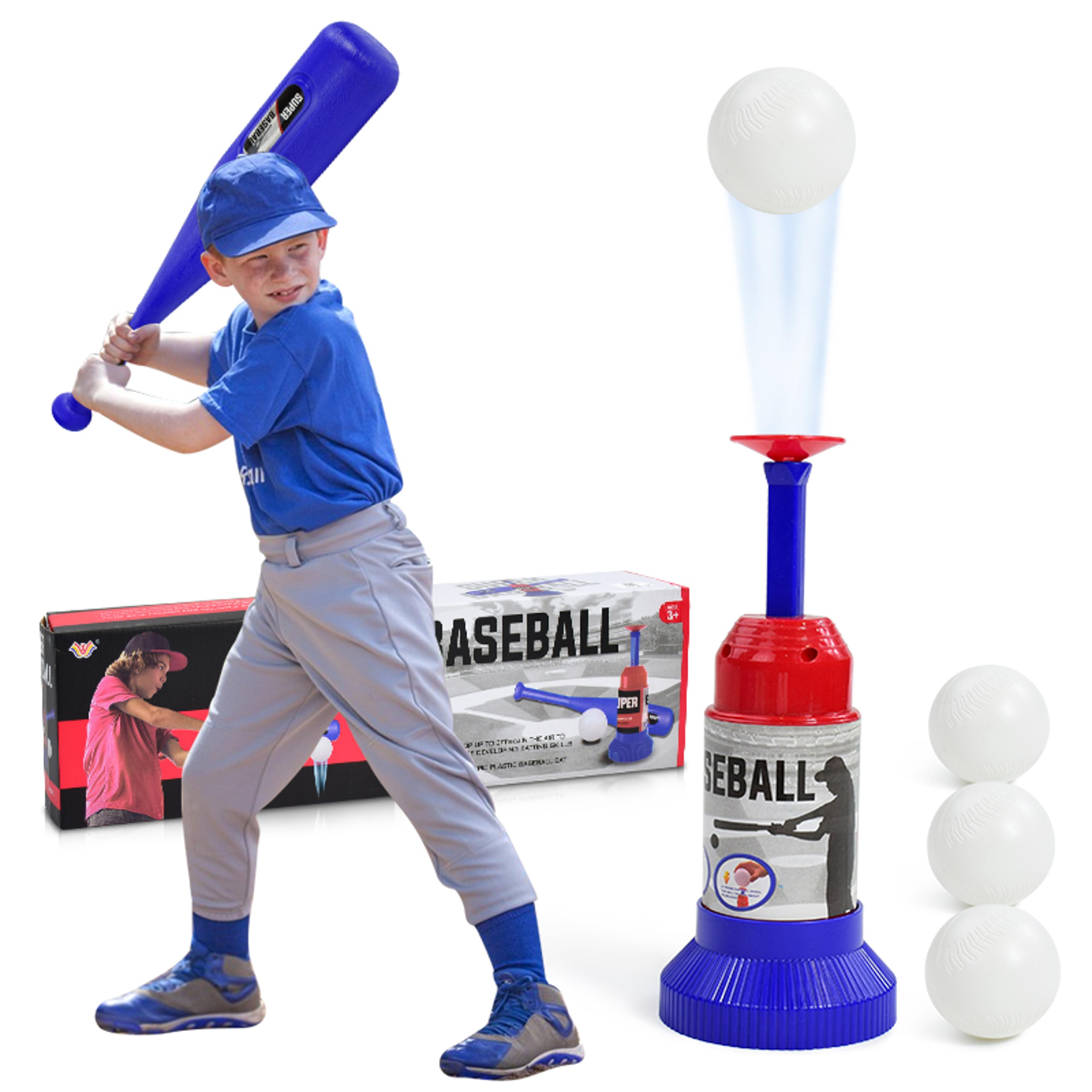 children press long and short baseball toys,kids tball set for outdoor sports,leisure