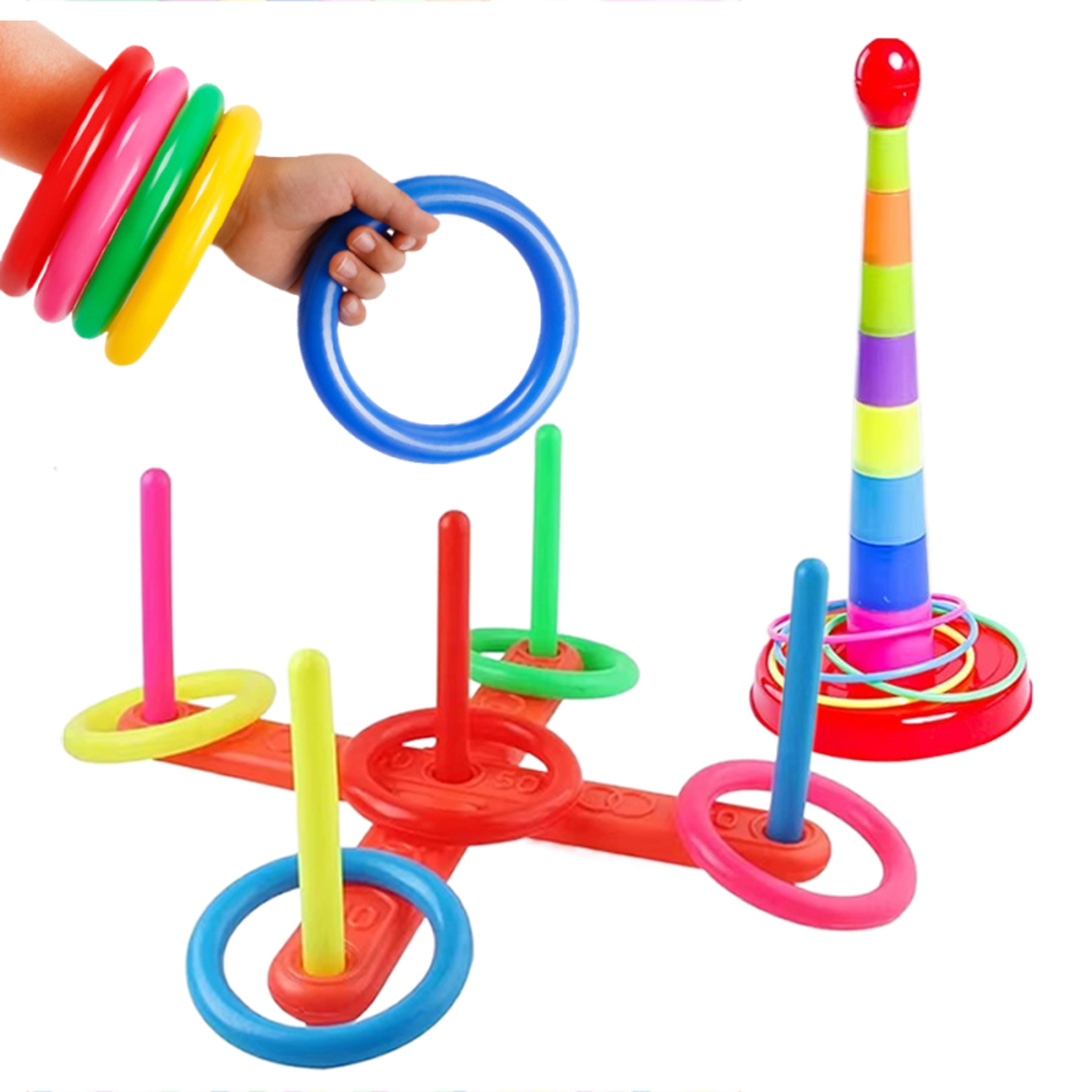 kids ring toss game & stacking toy outdoor fun parent child interactive play set