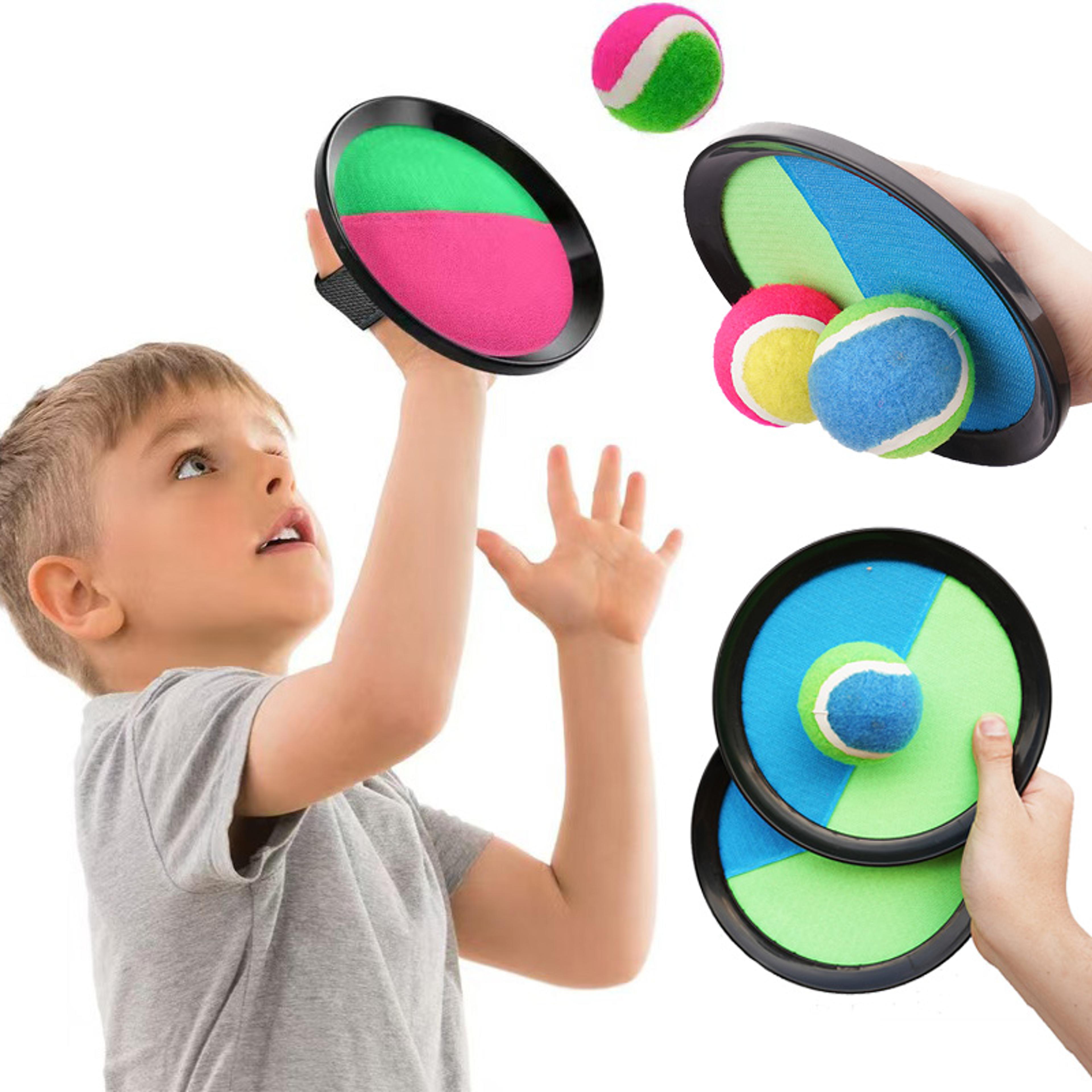 ultimate sticky racket set for kids outdoor catch & throw sticky ball game, parent child interactive toy