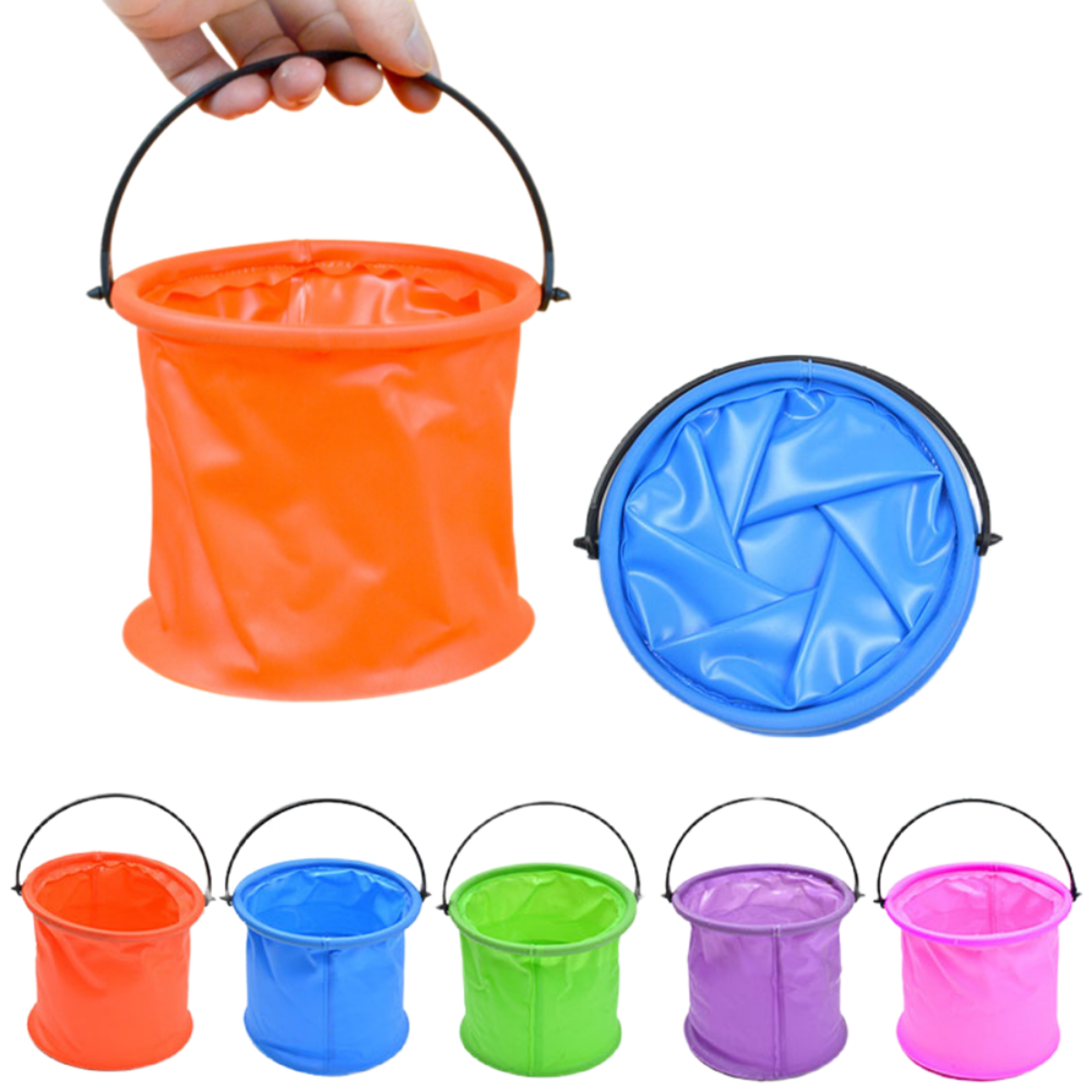 portable collapsible bucket set for beach, fishing & art cleaning
