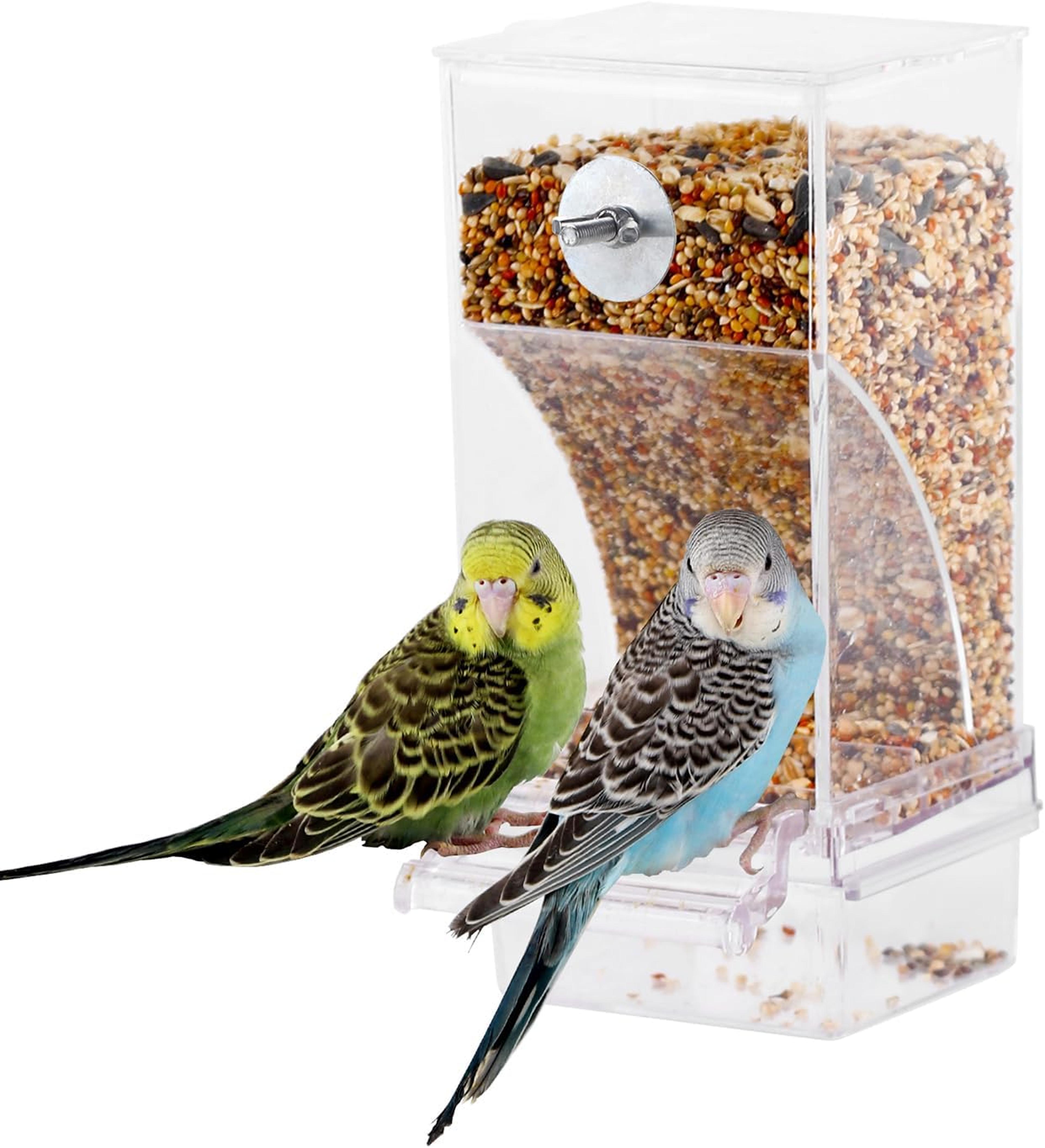 no mess transparent automatic bird feeder for parrot & small birds cage