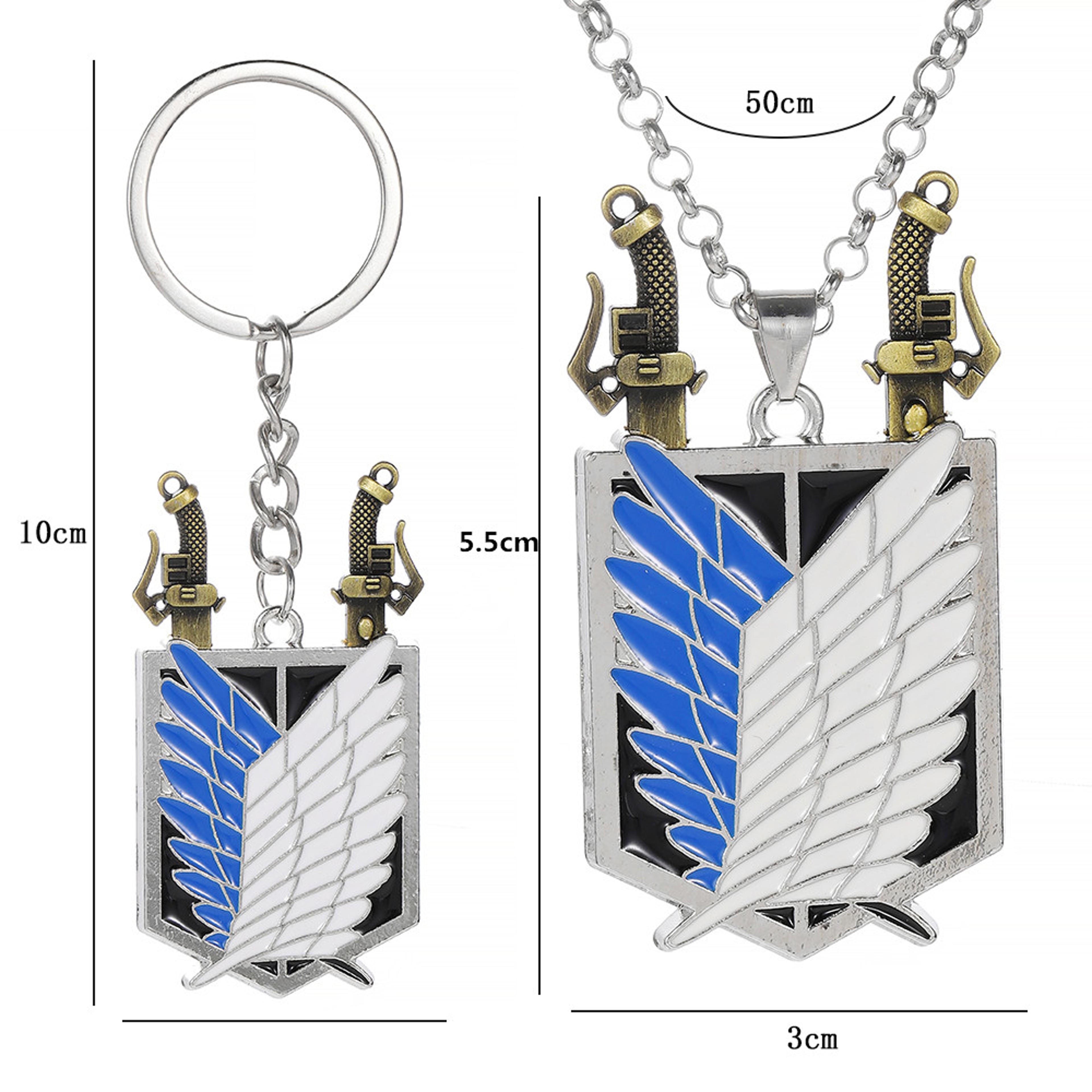 attack on titan eren wings of freedom double blade keychain collectible anime keyring