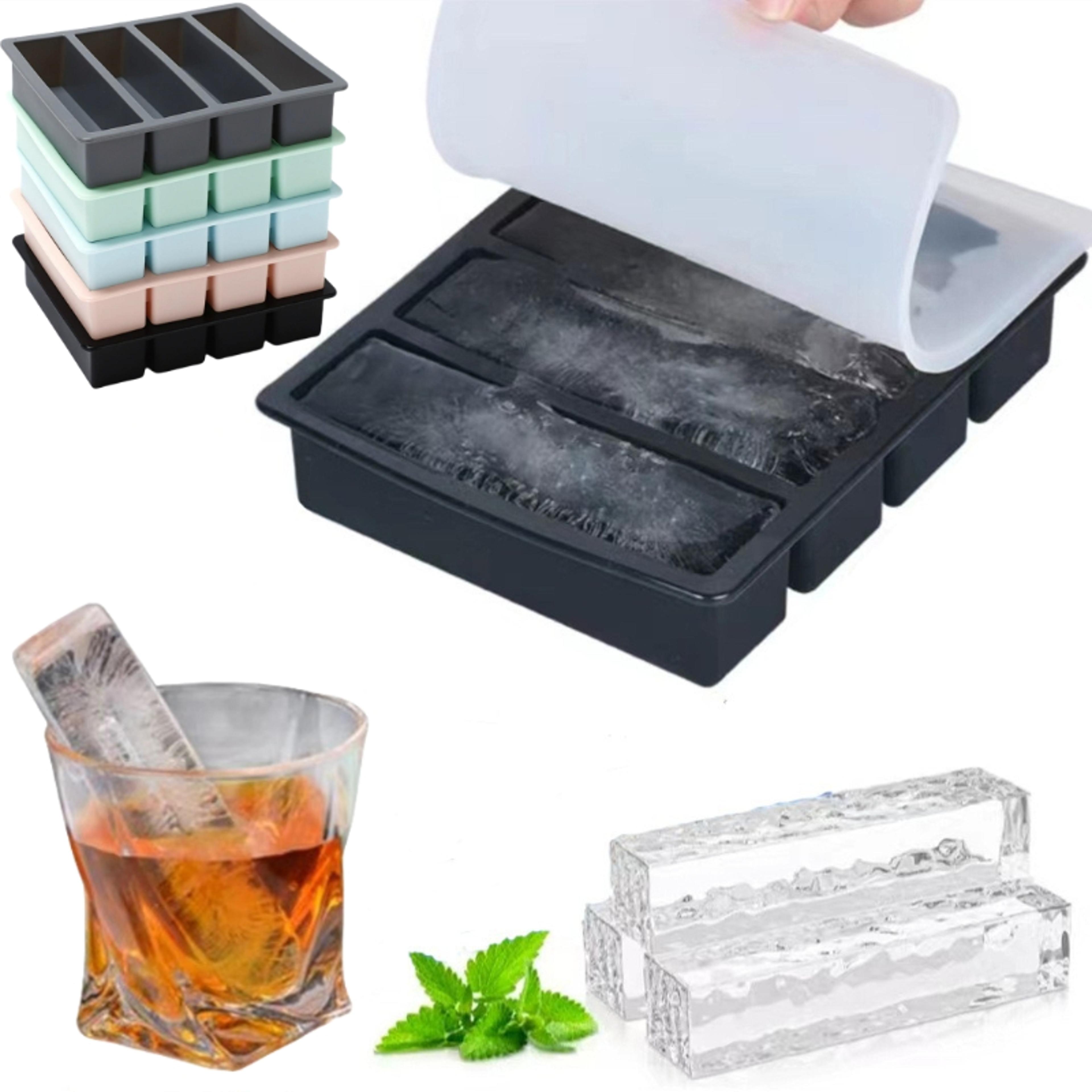 slow melt silicone whiskey ice cube tray set with giant cocktail ice molds