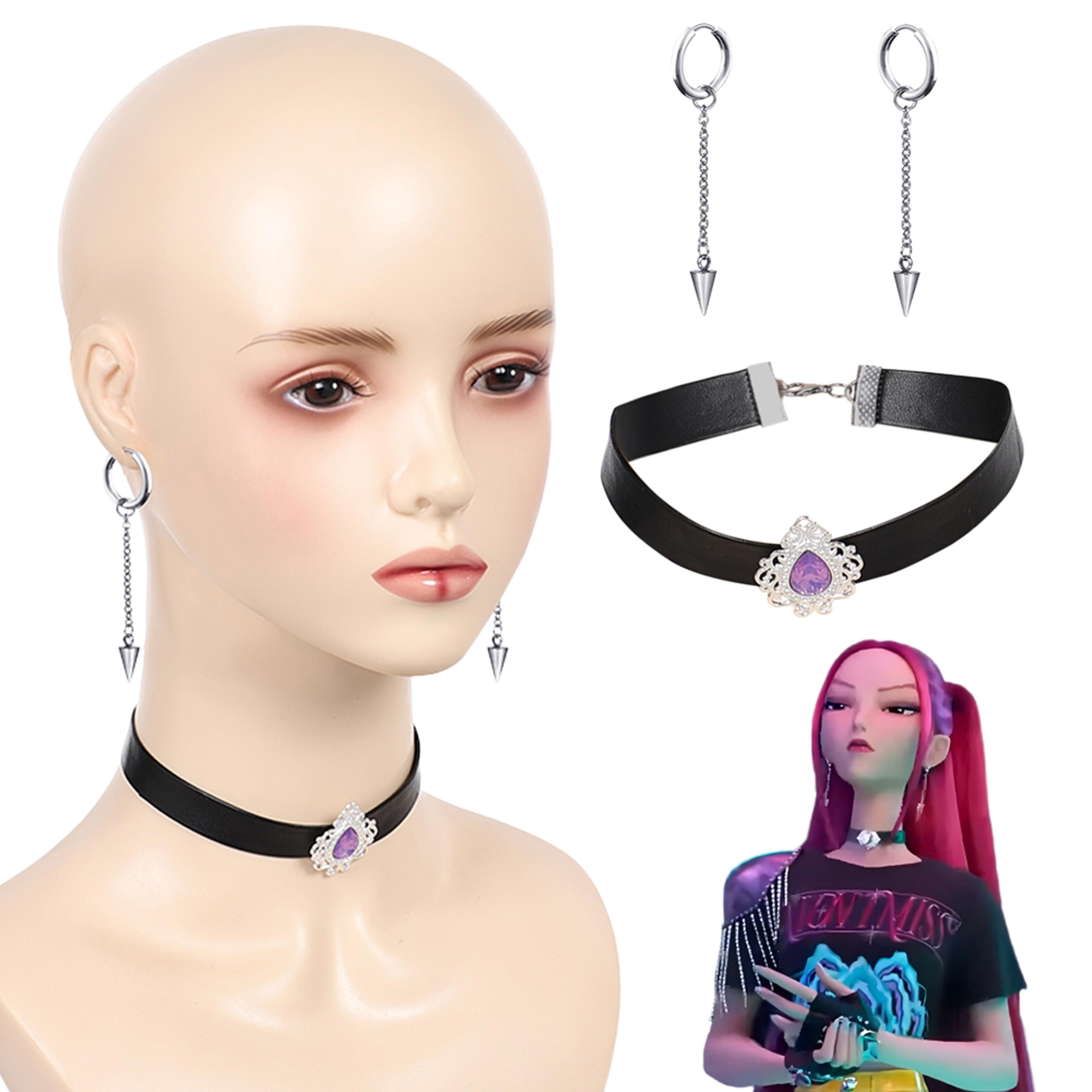 fantasia mira earrings choker cosplay jewelry cartoon demon hunter of kpop disfraz costume accessories halloween carnival prop