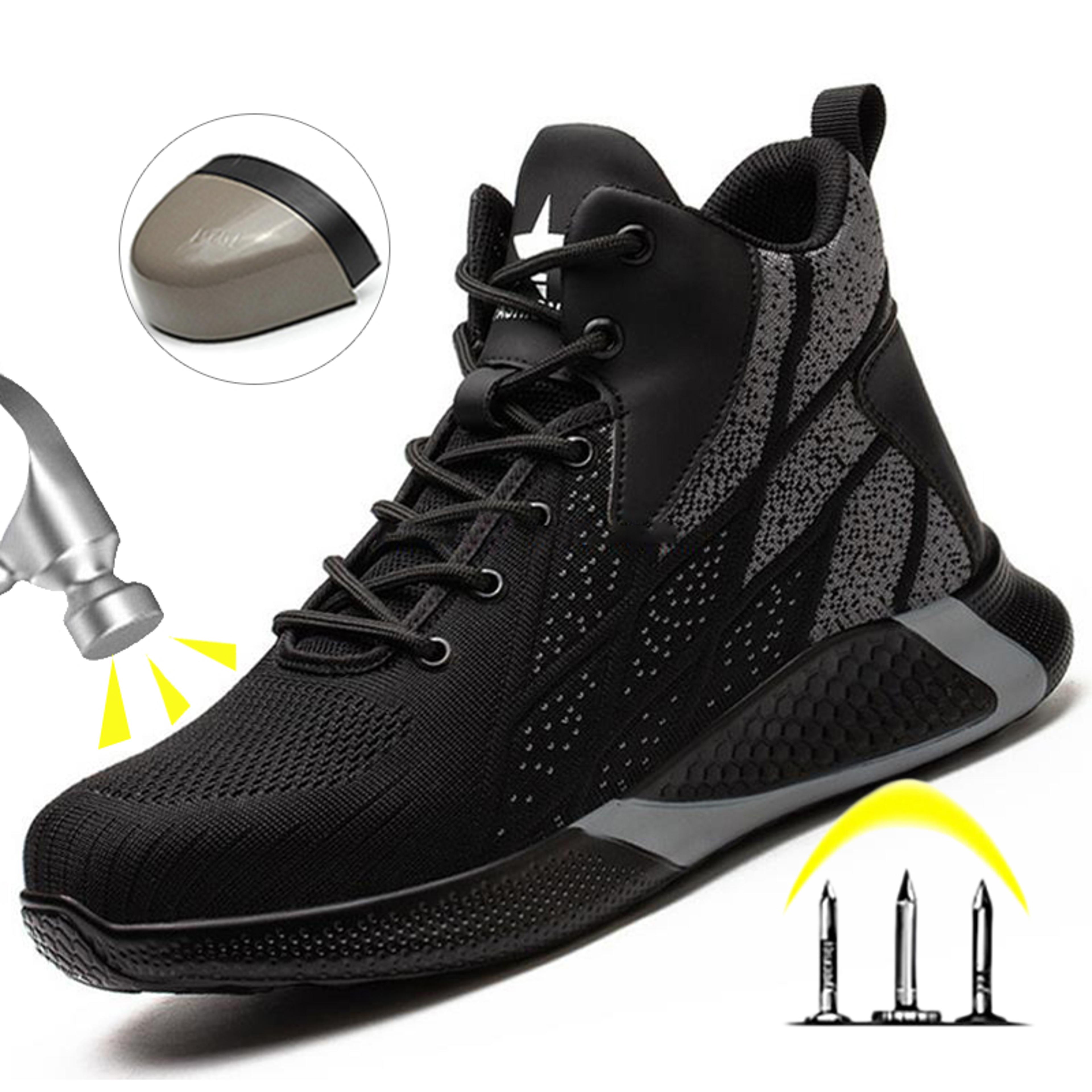 steel toe work shoes,indestructible man safety boots,high top anti smash safety shoe for construction &winter protection