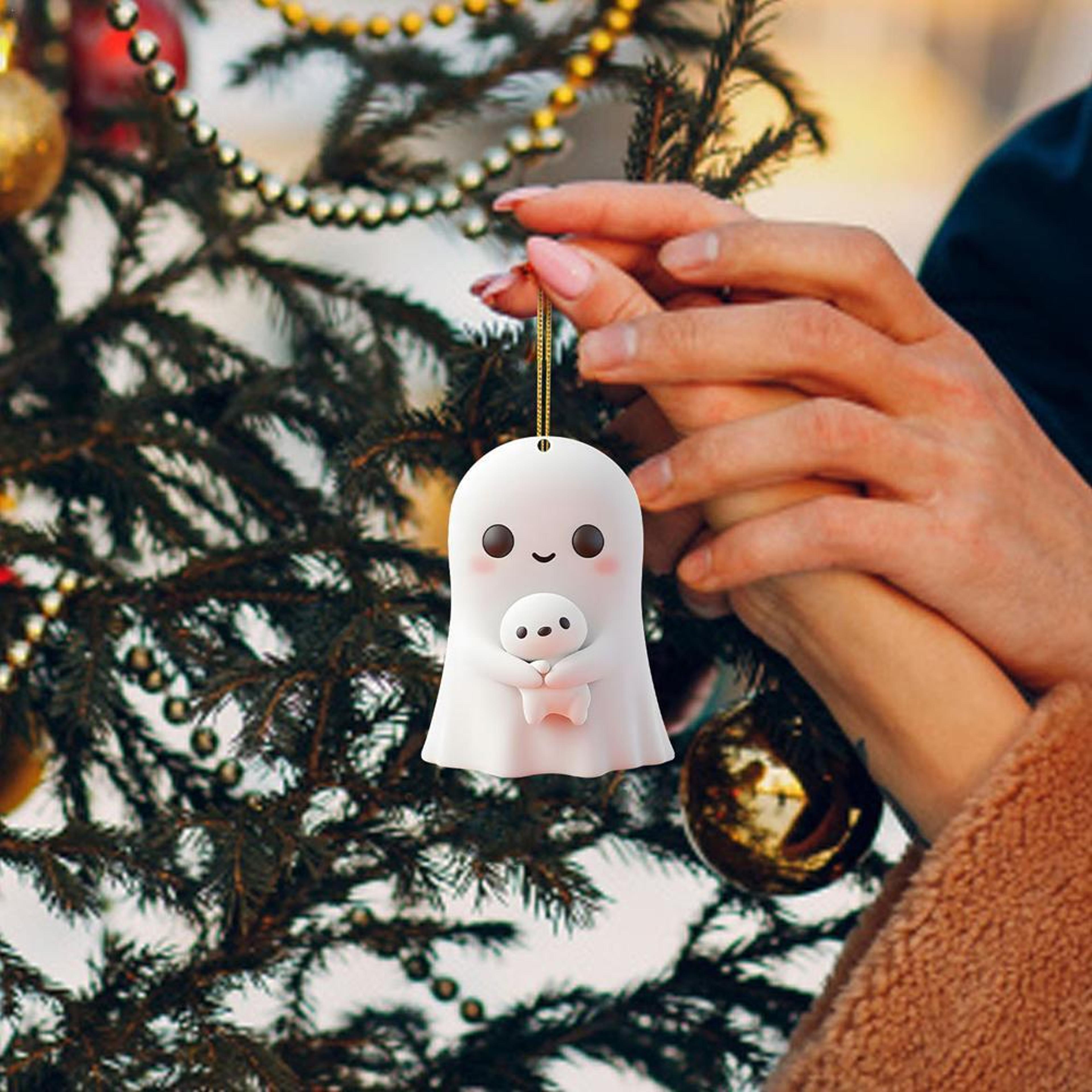 christmas ornaments, acrylic flat ghost doll, for party christmas tree, hanging decorations