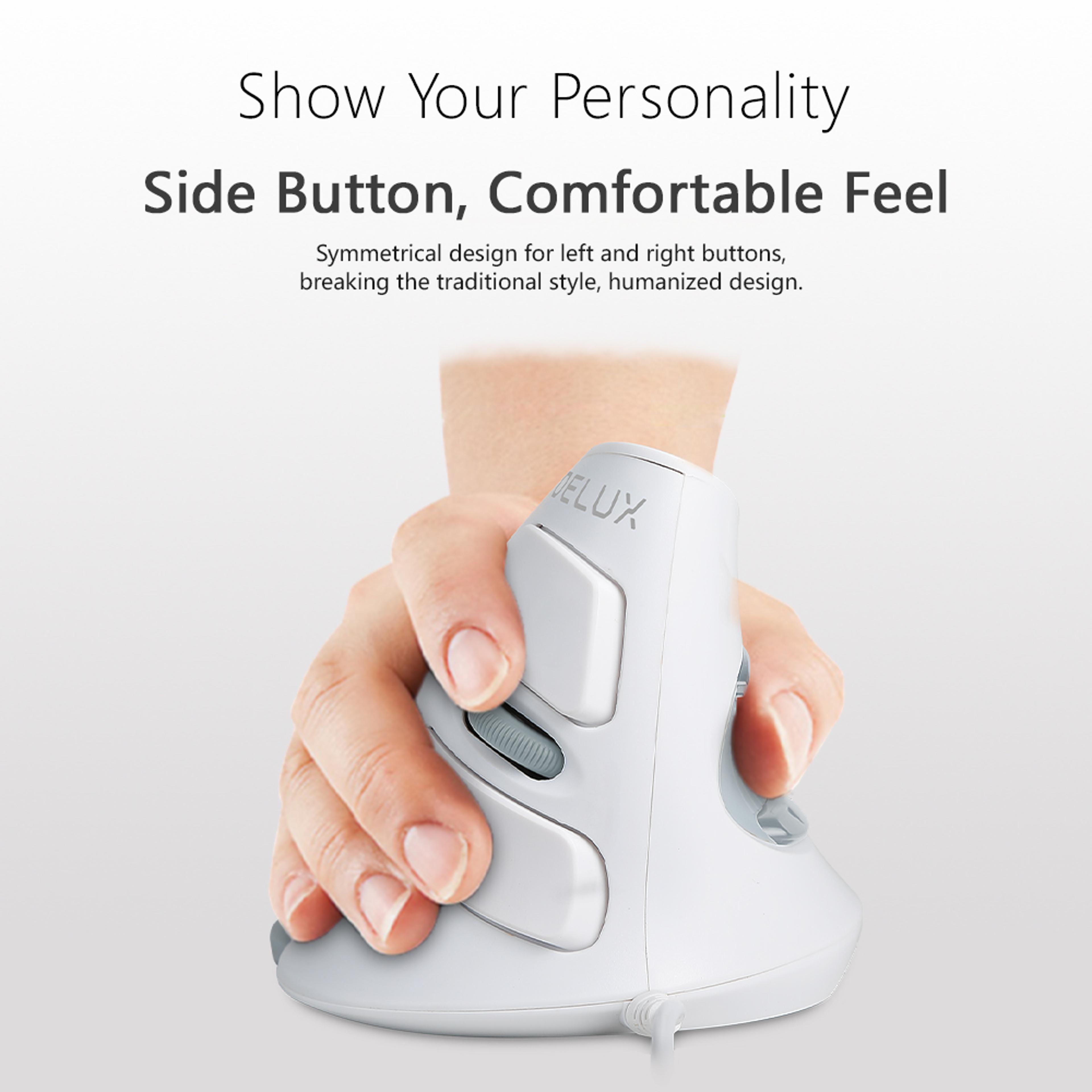 white ergonomic vertical mouse, wired optical right hand mice, comfortable wrist mat for pc and laptop