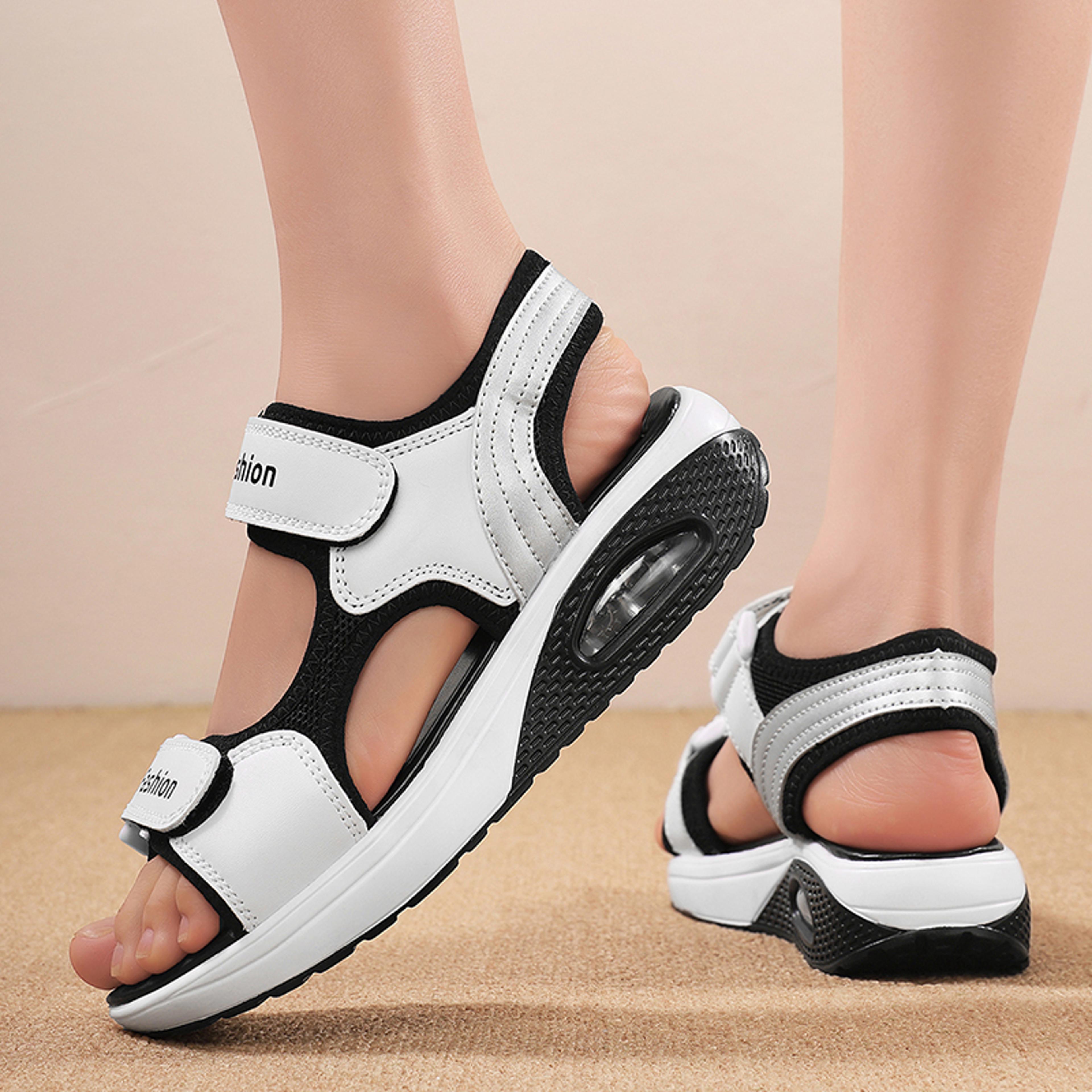 breathable wedge beach sandals for women, casual leather sneakers shoes, summer outdoor sandals