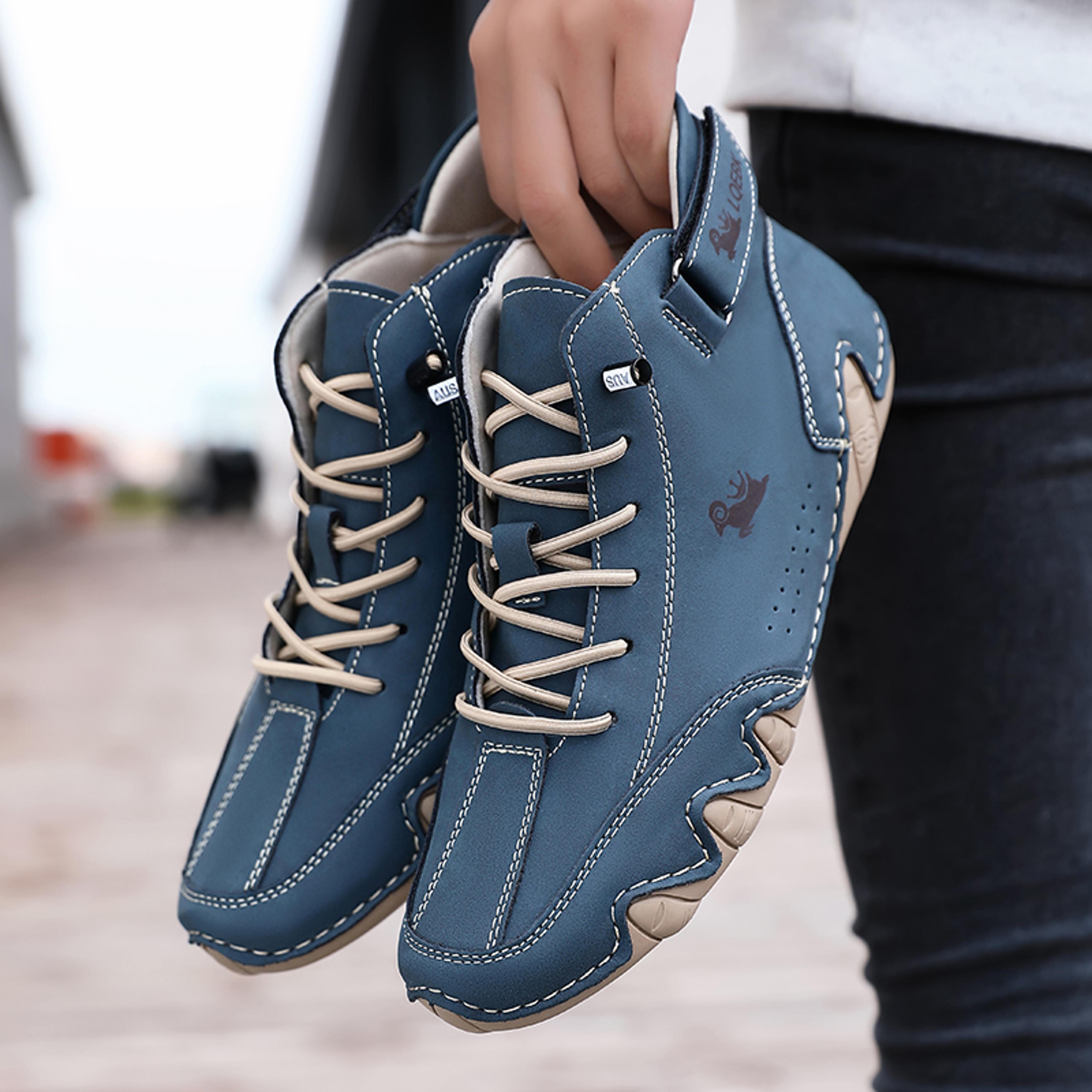 leather casual shoes for men, comfortable outdoor walking sneakers, luxury loafers boots new in fashion