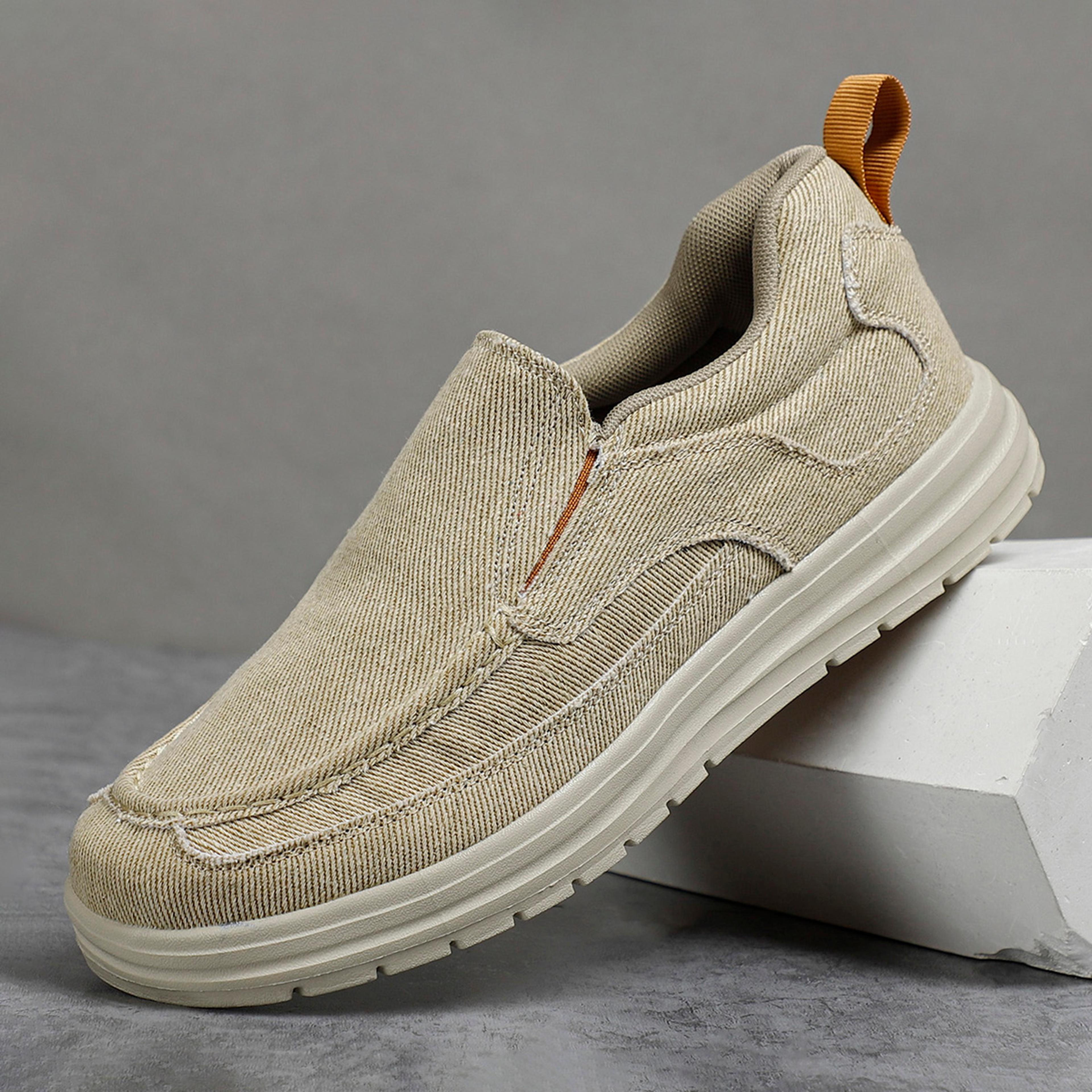 men's casual canvas shoes, breathable loafers, slip-on driving sneakers, vulcanized flats for comfortable walking