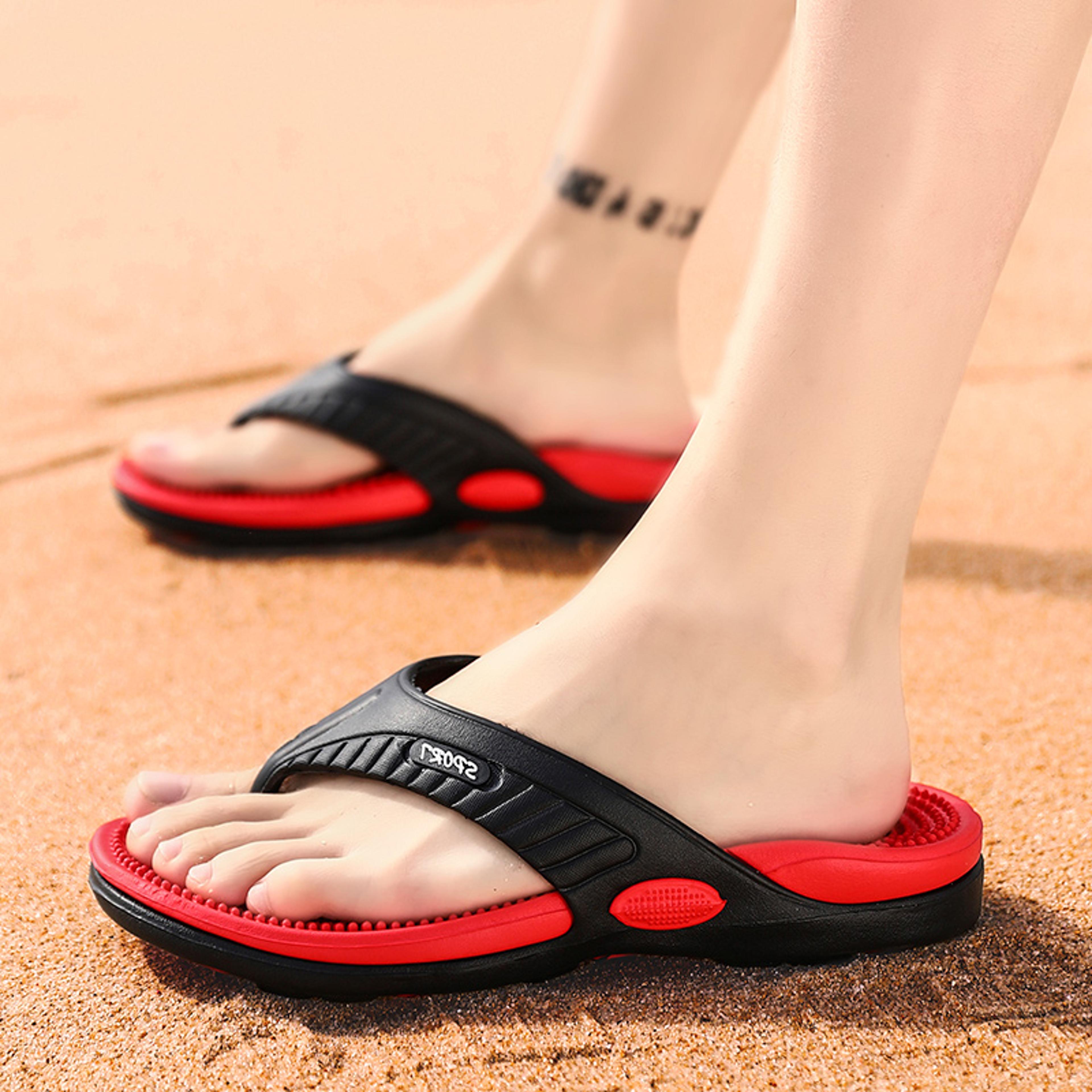 massage bathroom shoes, summer men's flip-flops, comfortable granule slippers, casual beach sandals men