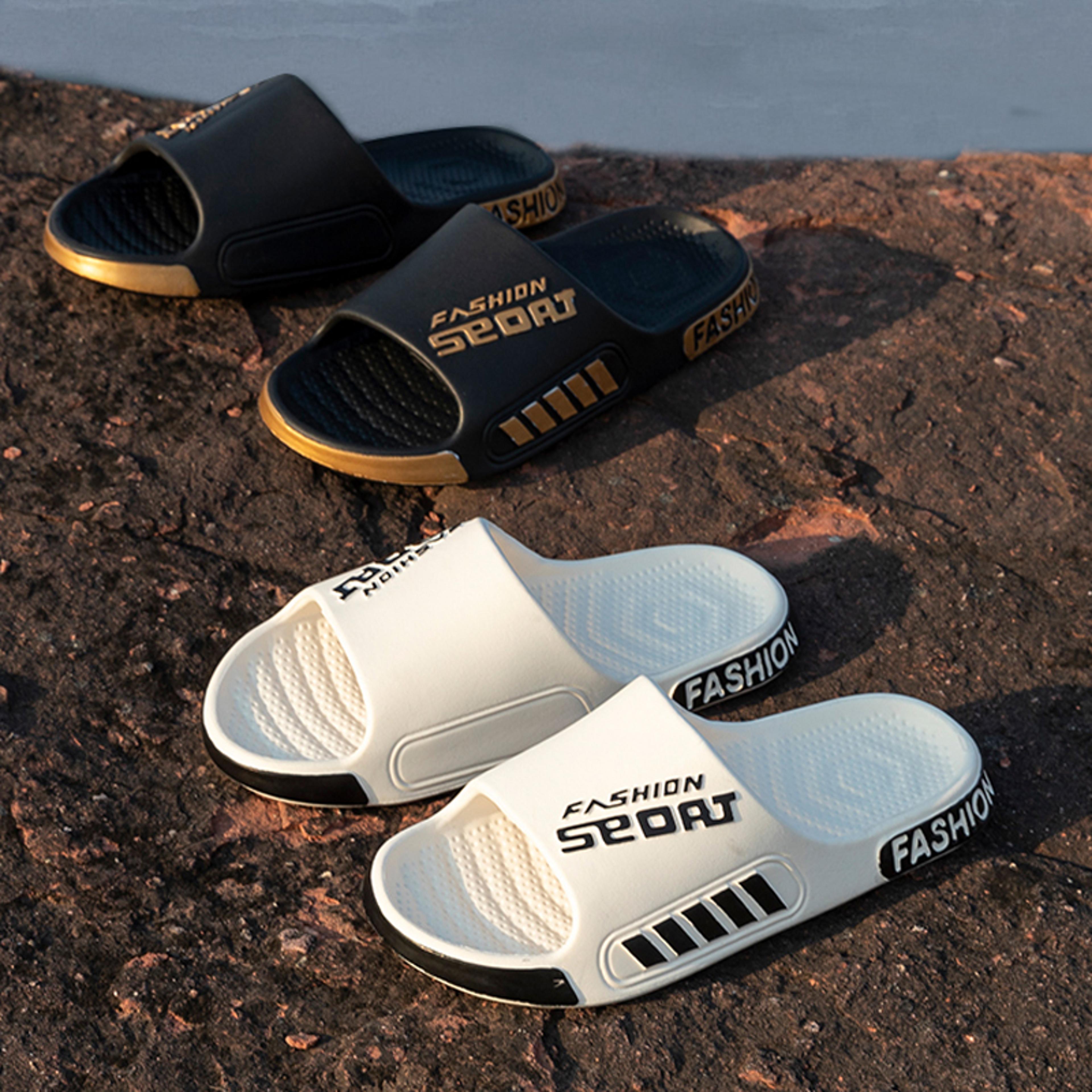 comfortable fashion men's summer slippers, anti-slip eva soft sole flip flops, outdoor beach shoes, ideal household foot