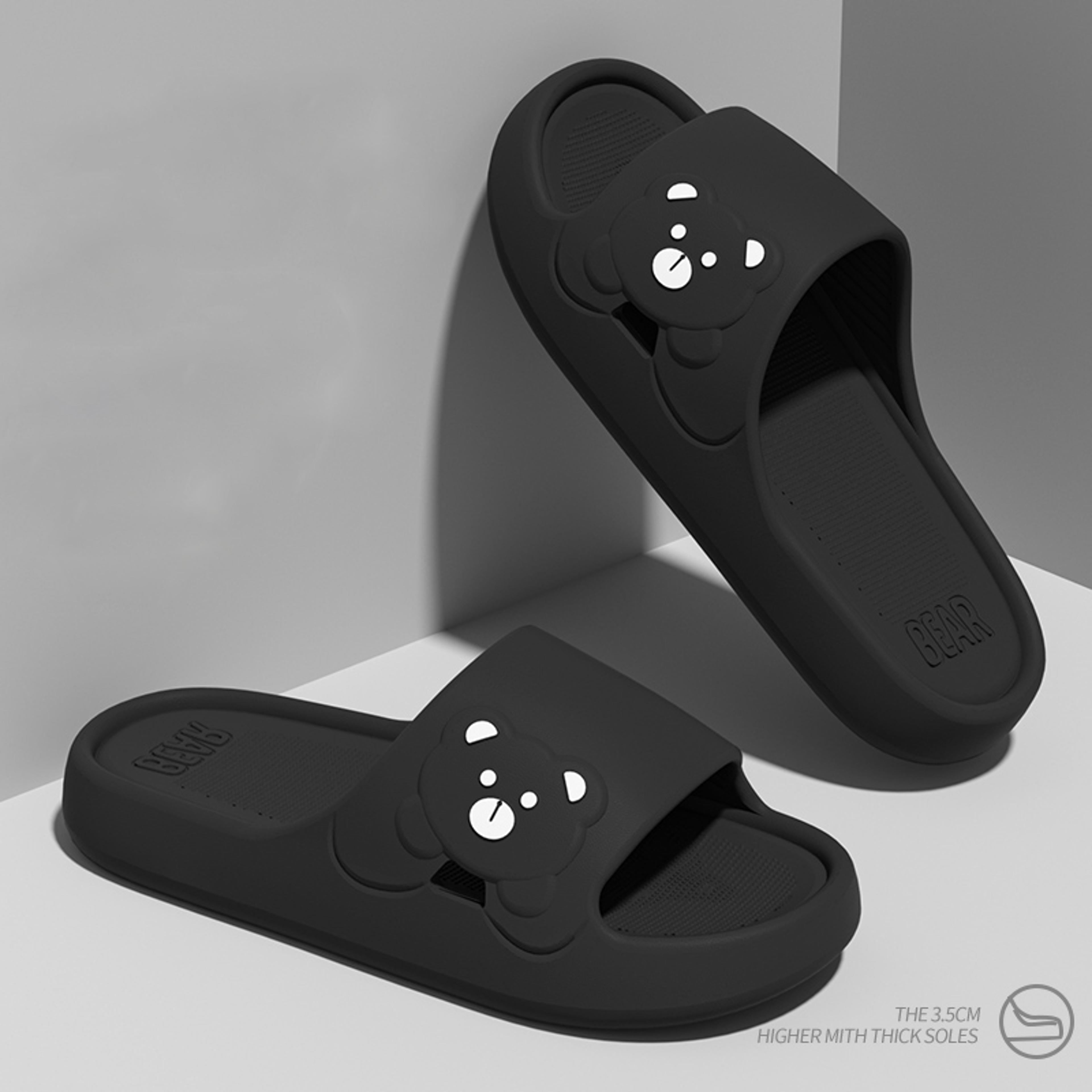 cute cartoon bear indoor slippers for women, lightweight soft eva slides, non-slip comfort slippers for home