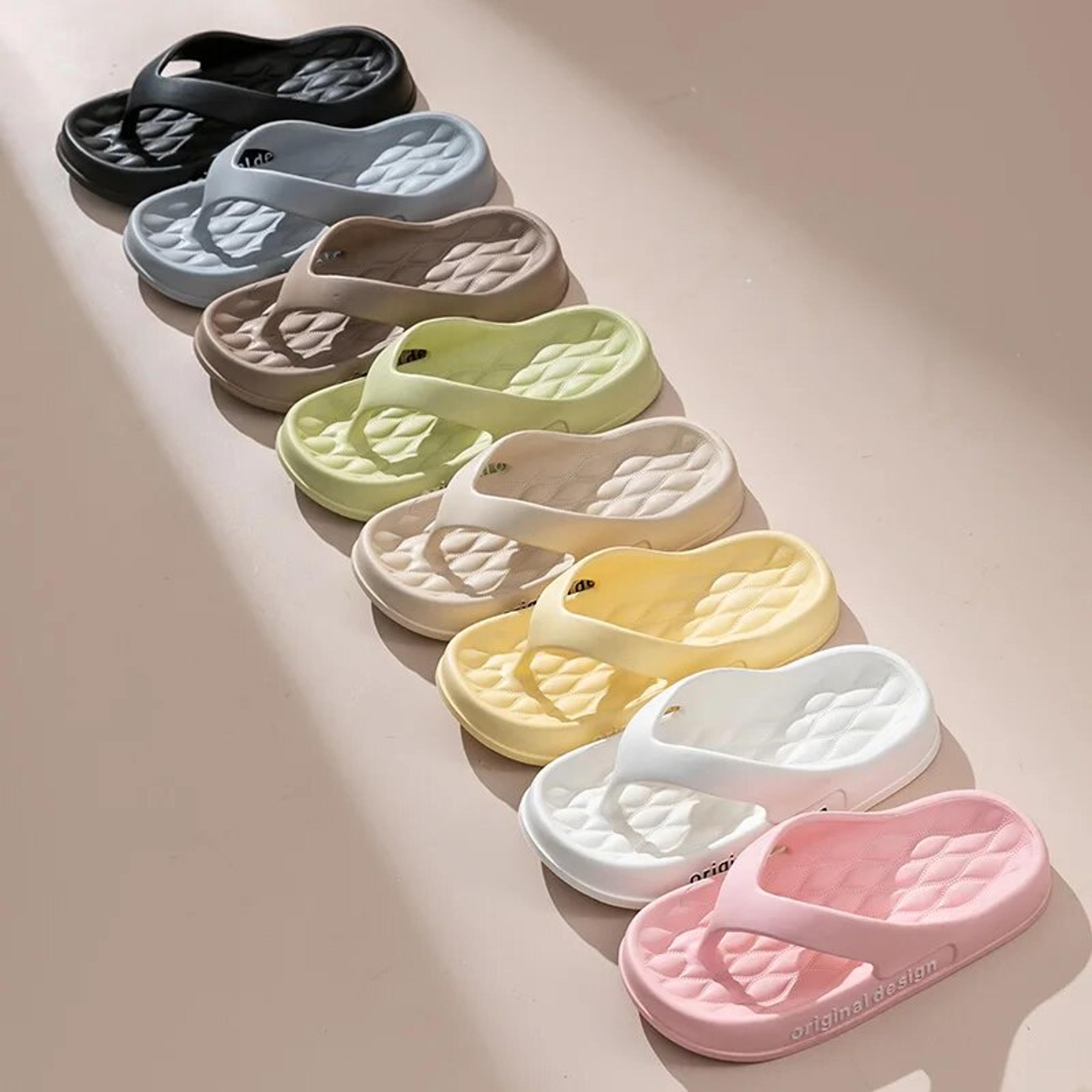 women's non-slip platform slippers, solid color indoor flip flops, stylish women's footwear for relaxation