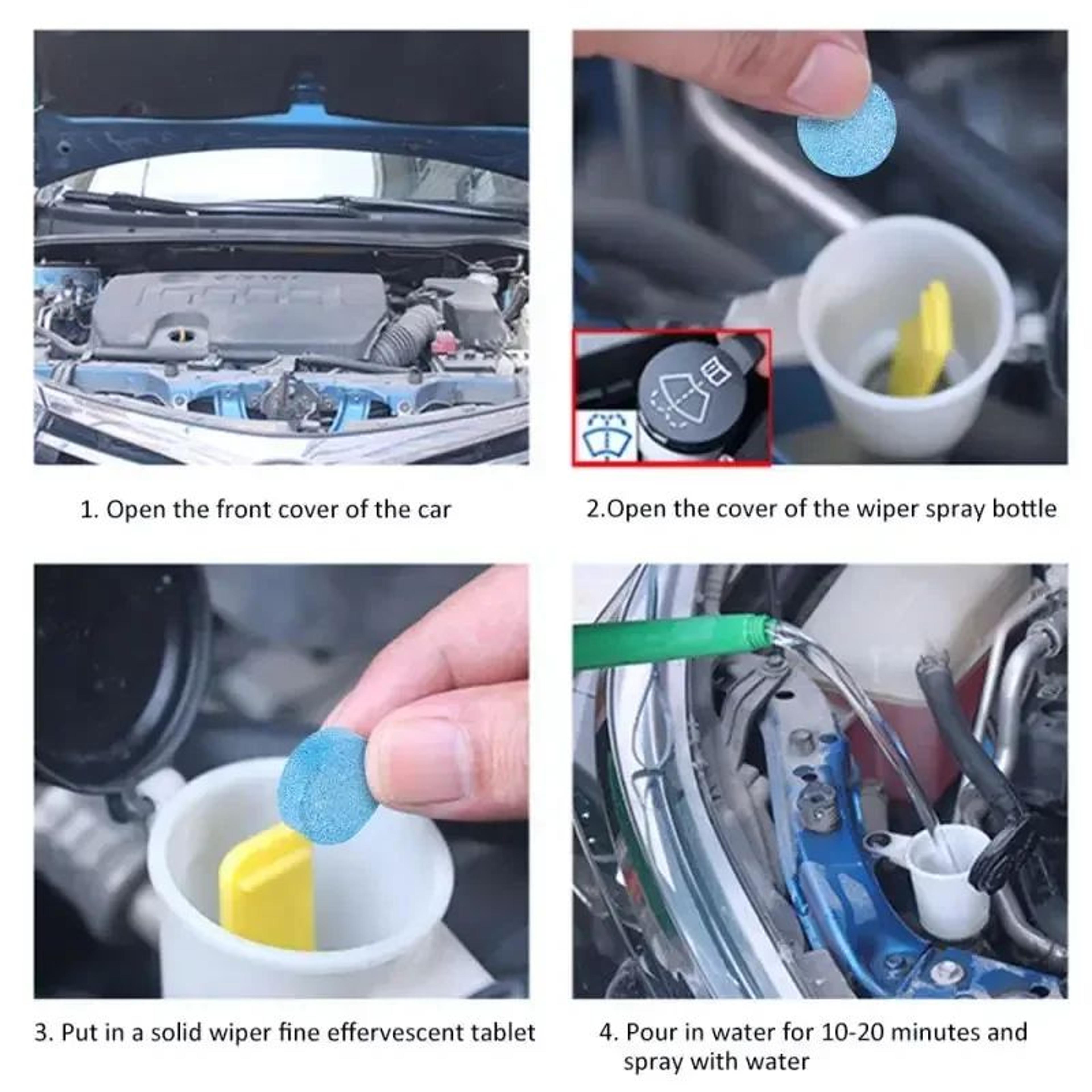 car windscreen cleaner effervescent tablet, auto wiper glass cleaner, solid cleaning detergent, concentrated tablet