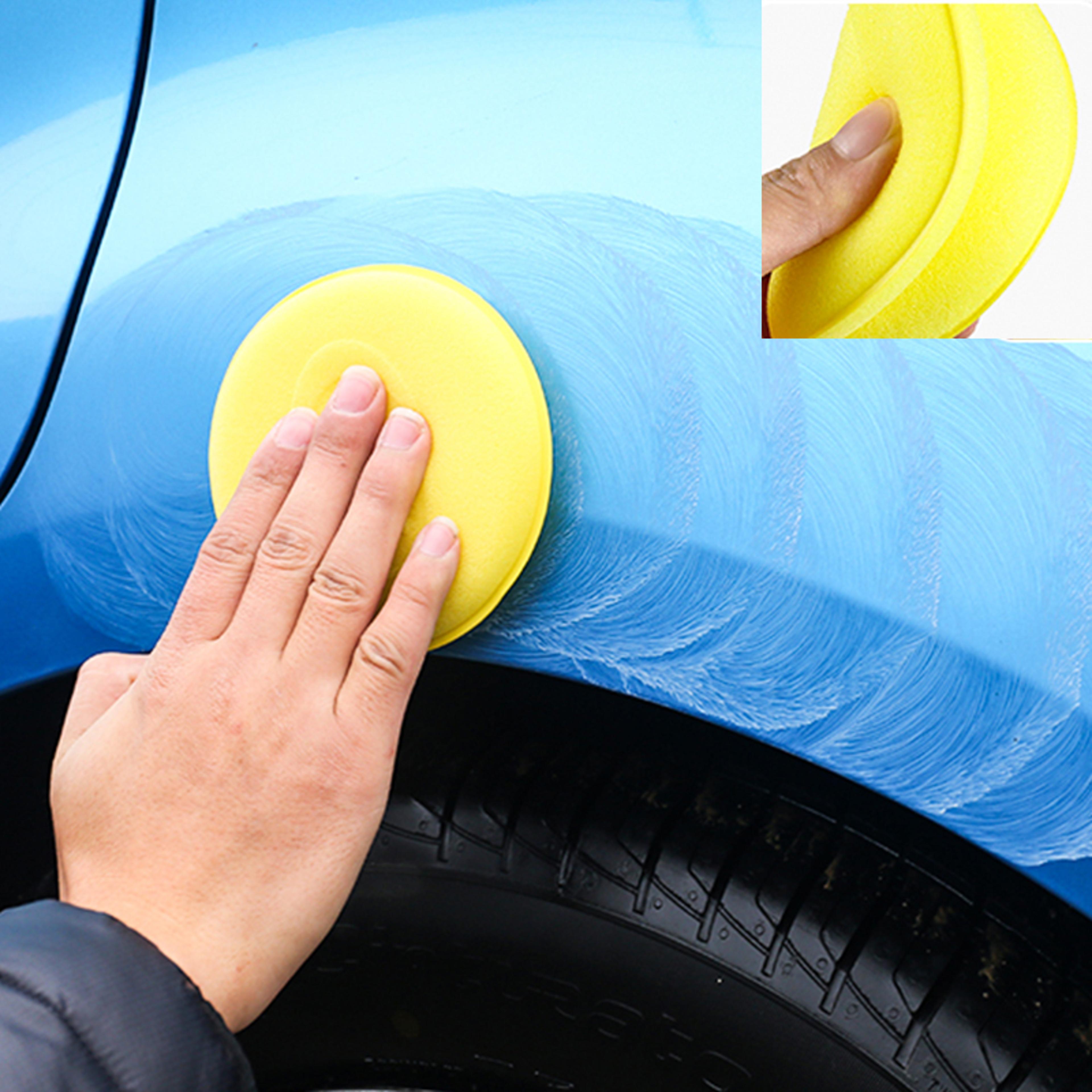 high density 10pcs wax foam sponge pads, round car waxing and polishing applicator, auto detail cleaning tool