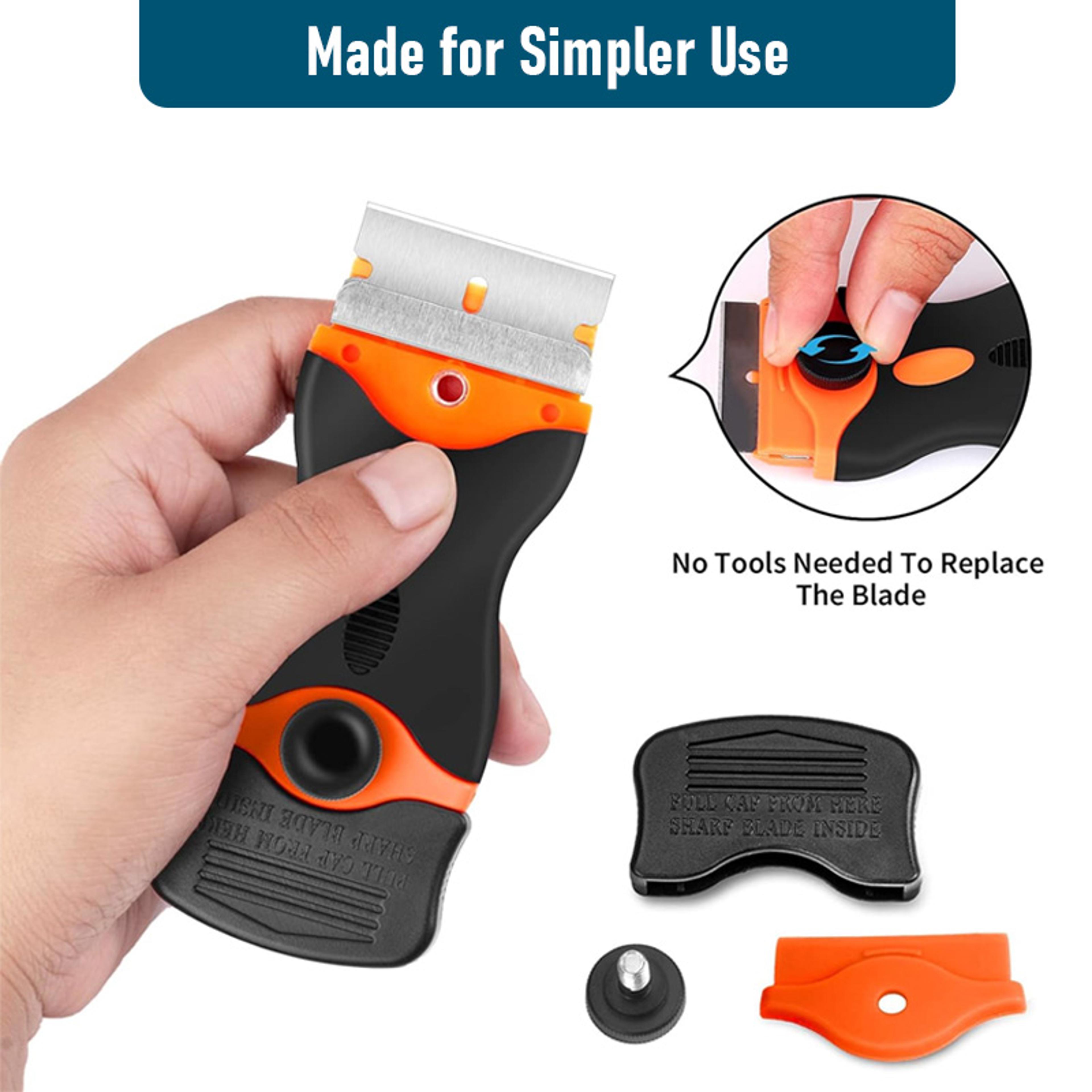 edge removal tool with razor blade, plastic/metal scraper for label, sticker decal removal, car window tint vinyl