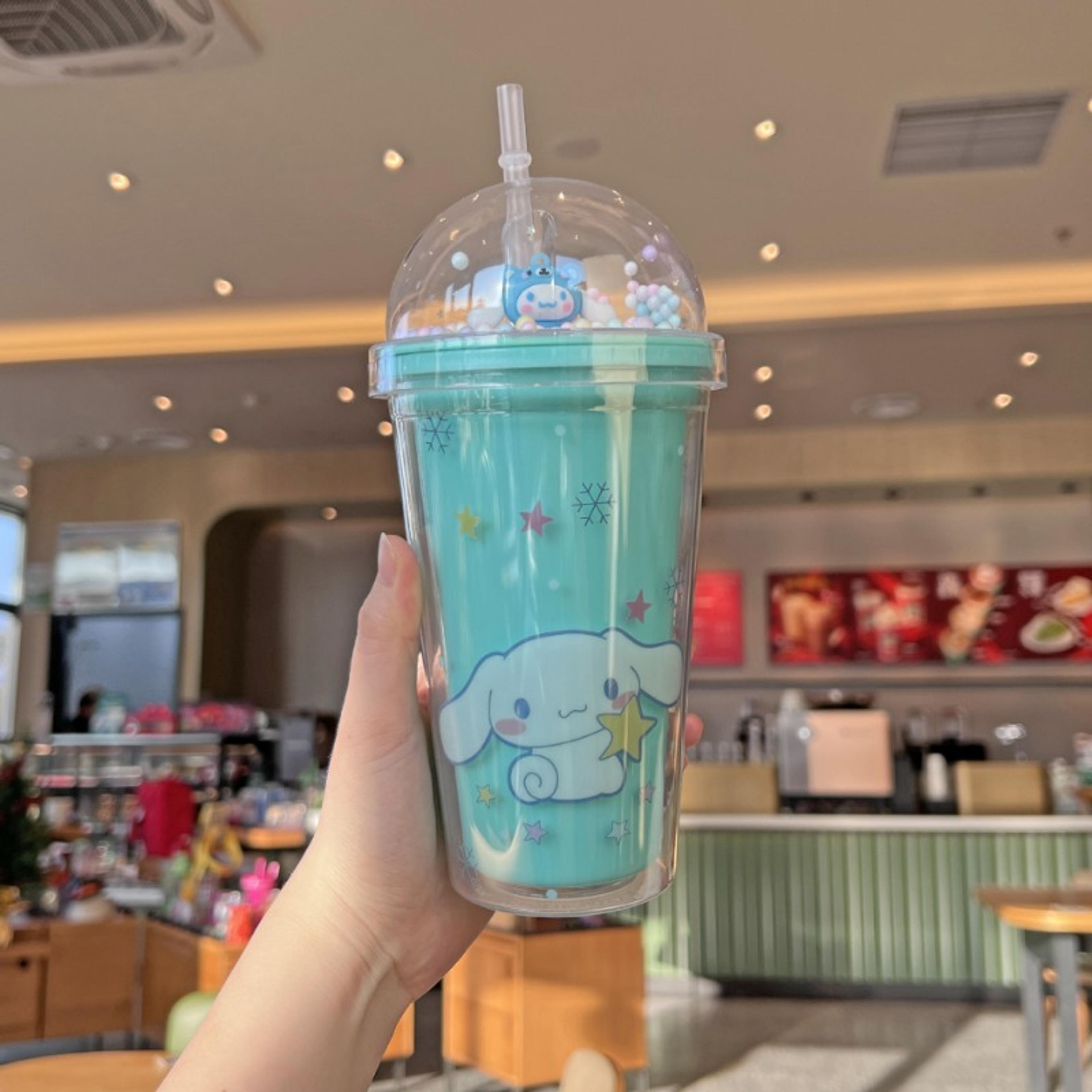 creative double layer drinking cup, large capacity plastic straw mug, lid for juice