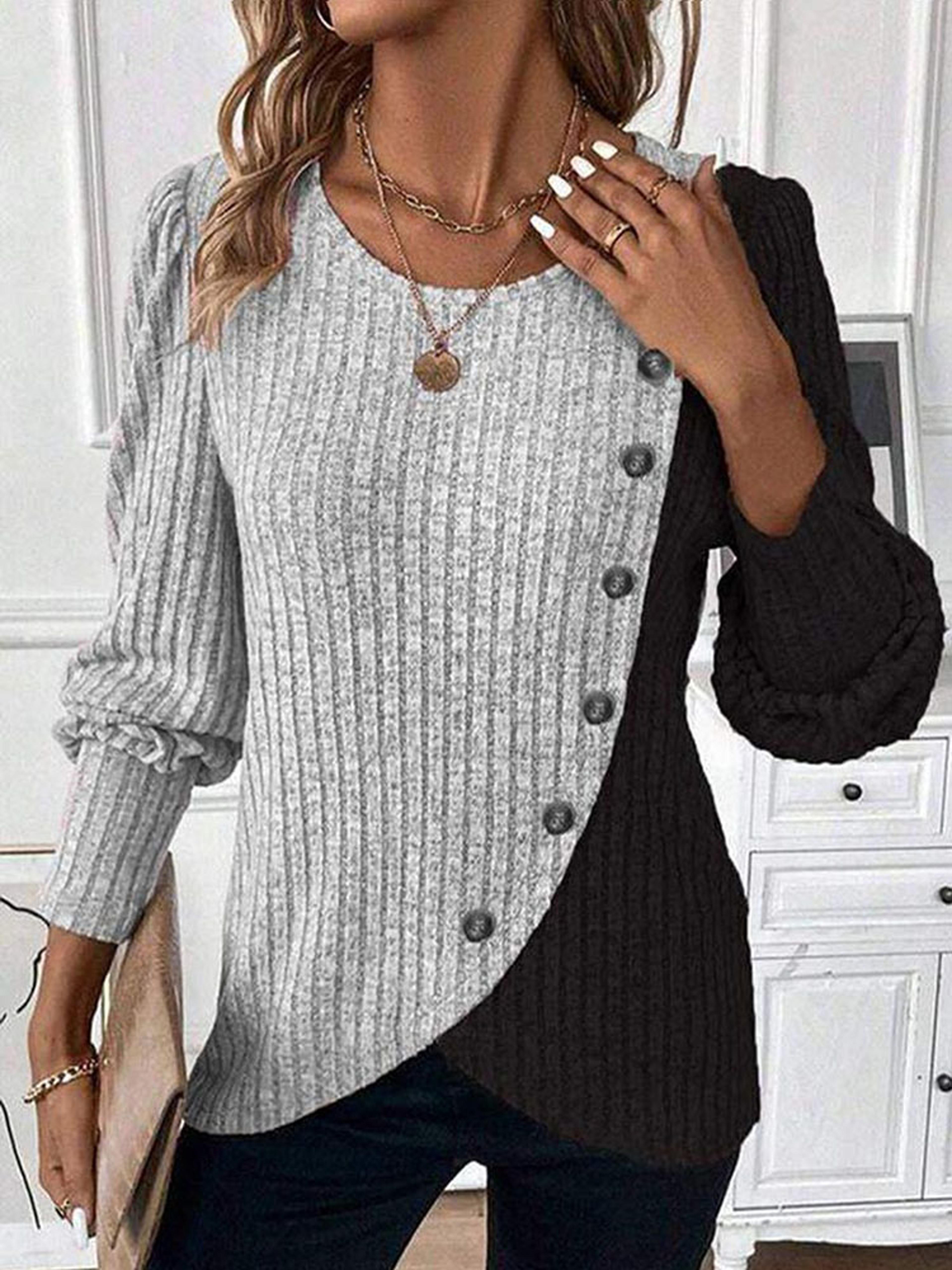 loose casual comfortable knitted women clothes, winter o-neck buttons long sleeved pullovers