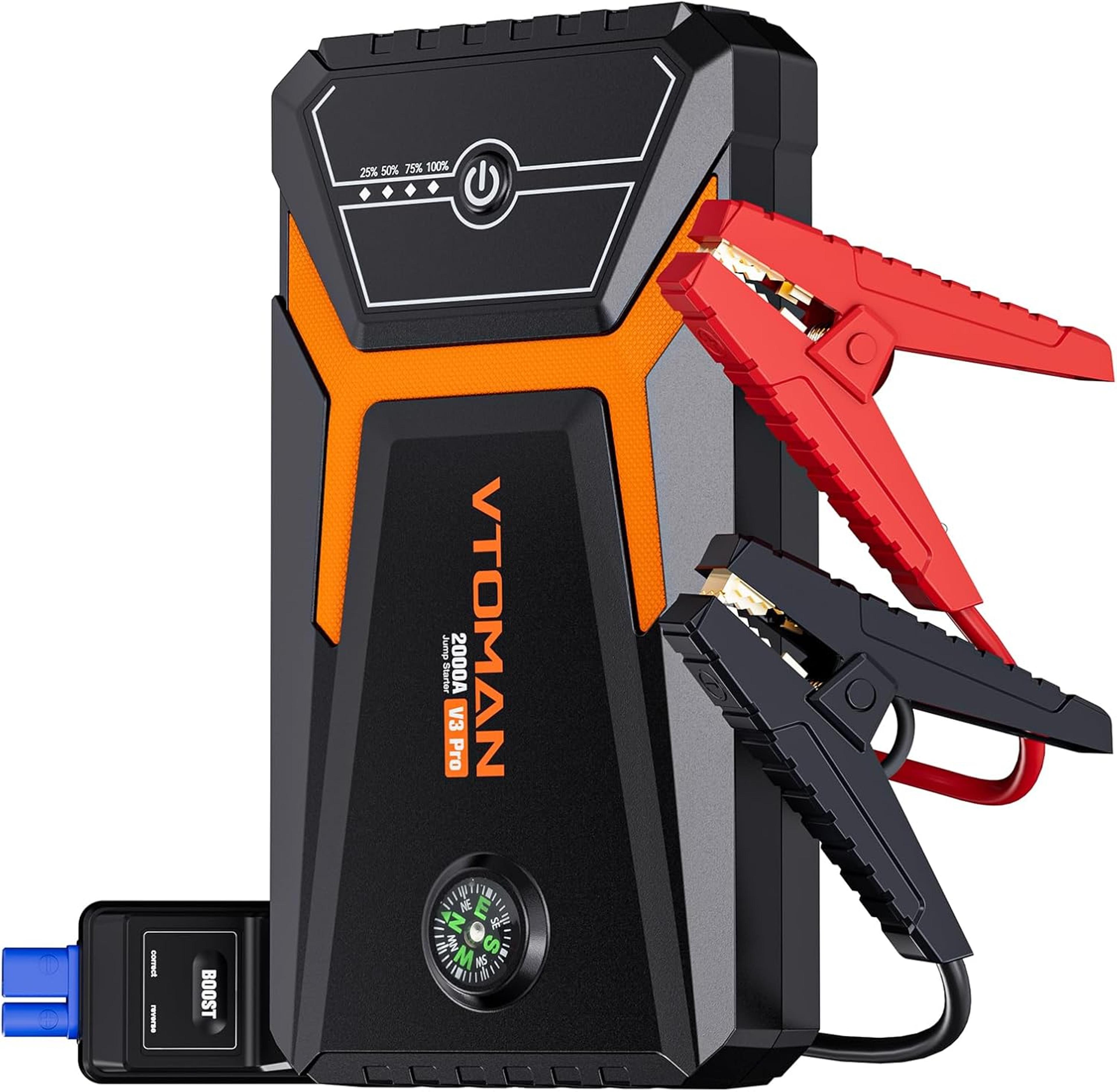 portable car battery charger for gas,diesel, pro jump starter, lithium jump box with led lights