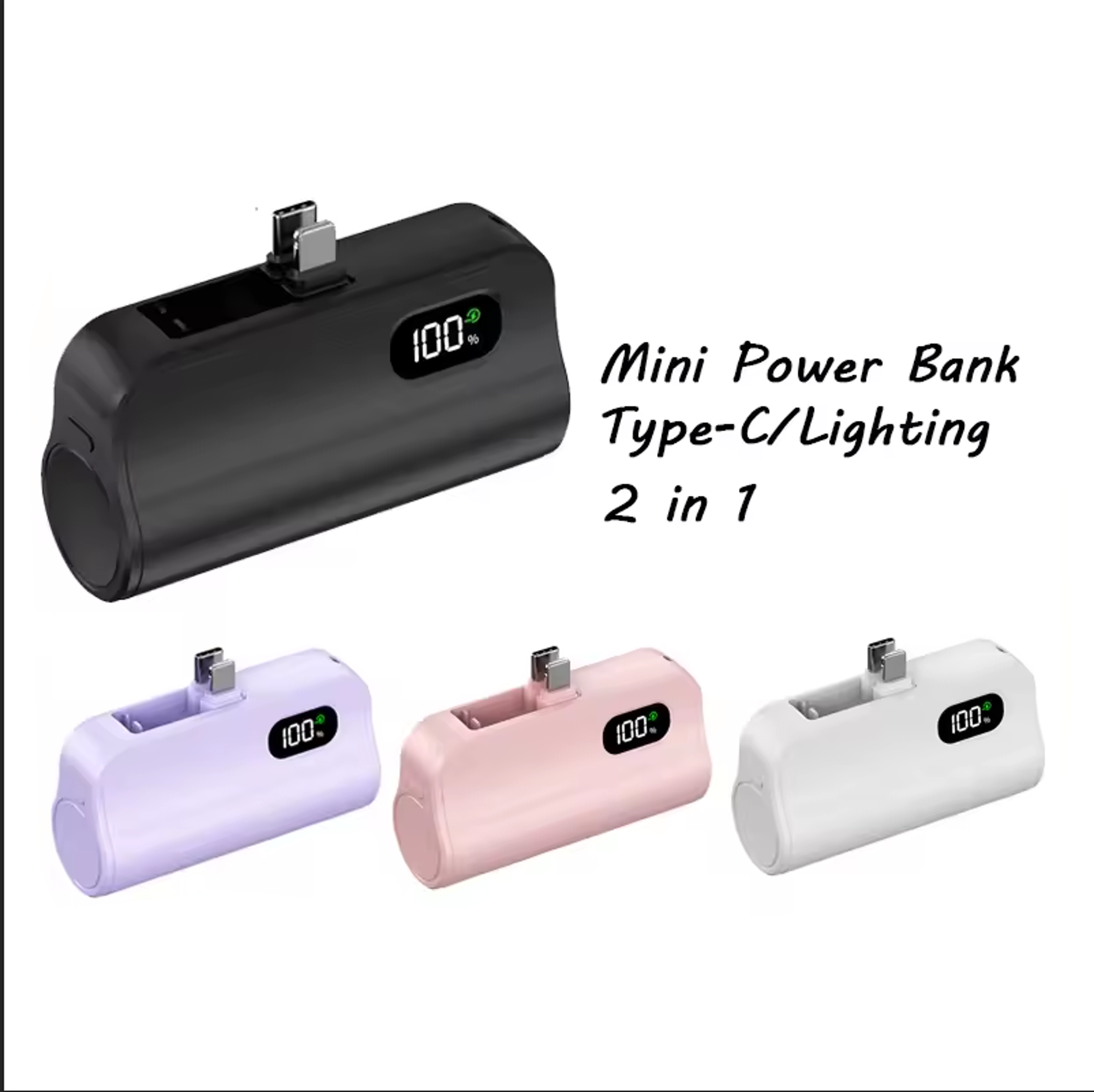 portable wireless fast charging external battery, mini capsule high capacity power bank