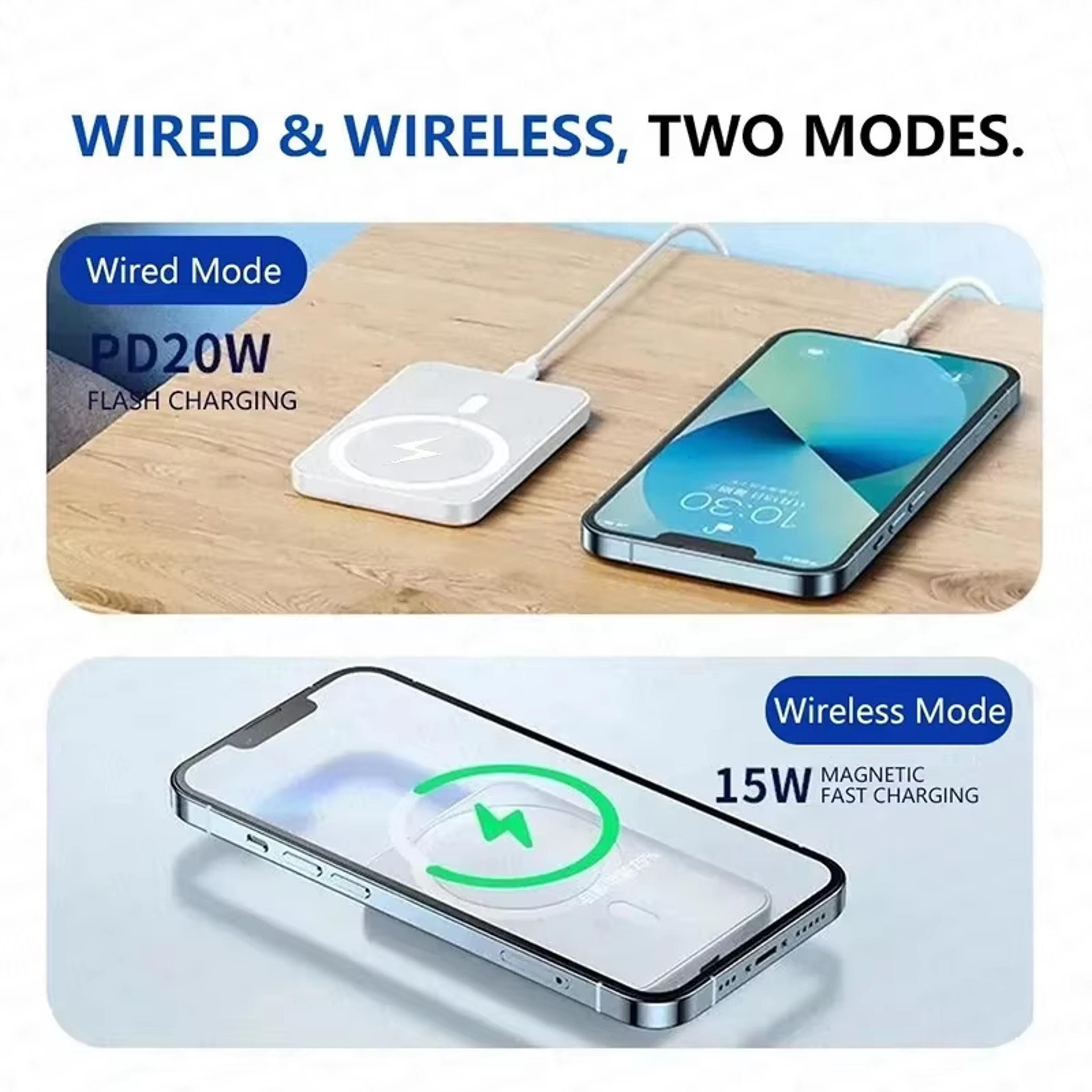 wireless pd magnetic power bank, fast charger for magsafe, portable auxiliary battery travel ready