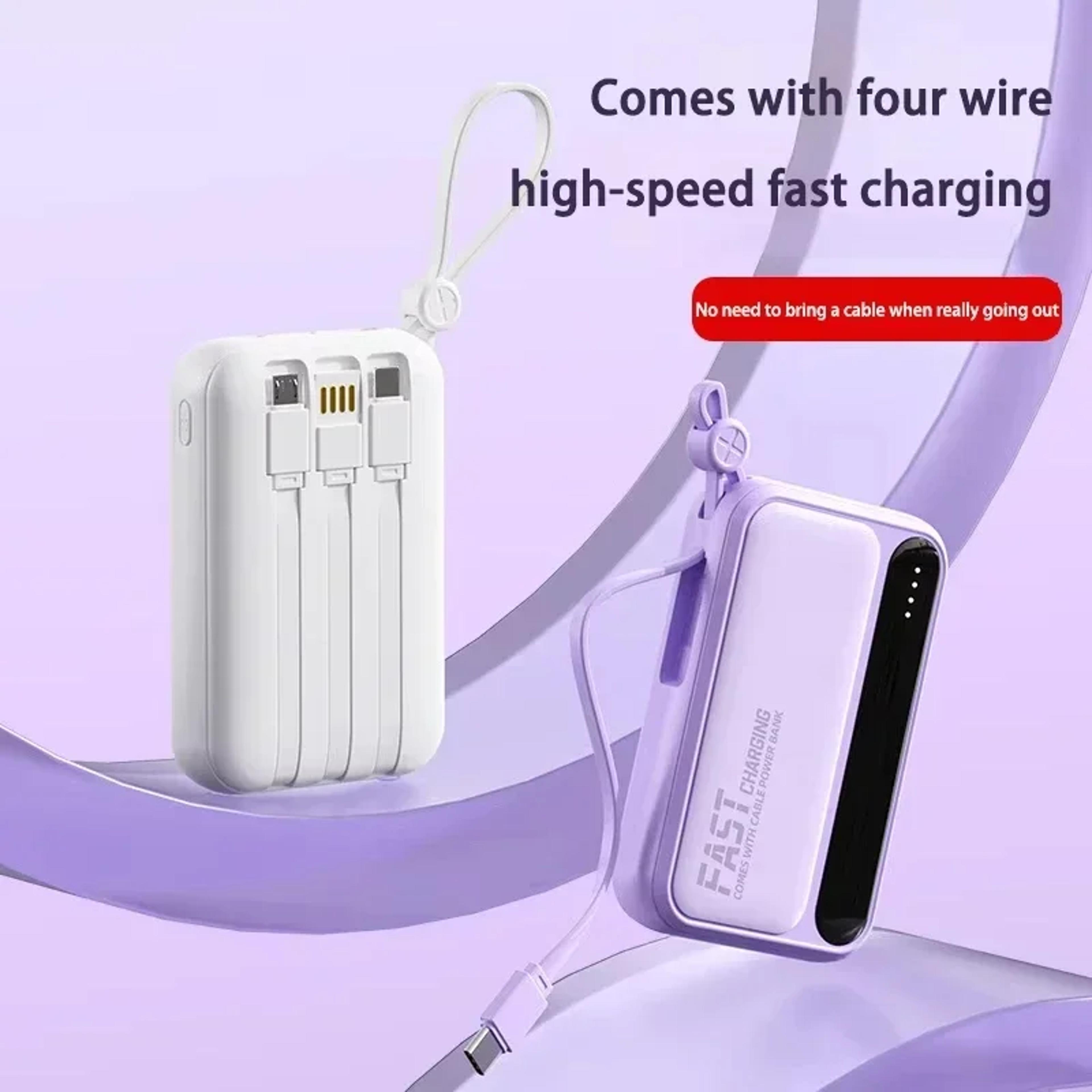portable battery power bank , large capacity built in cables, intelligent digital display light
