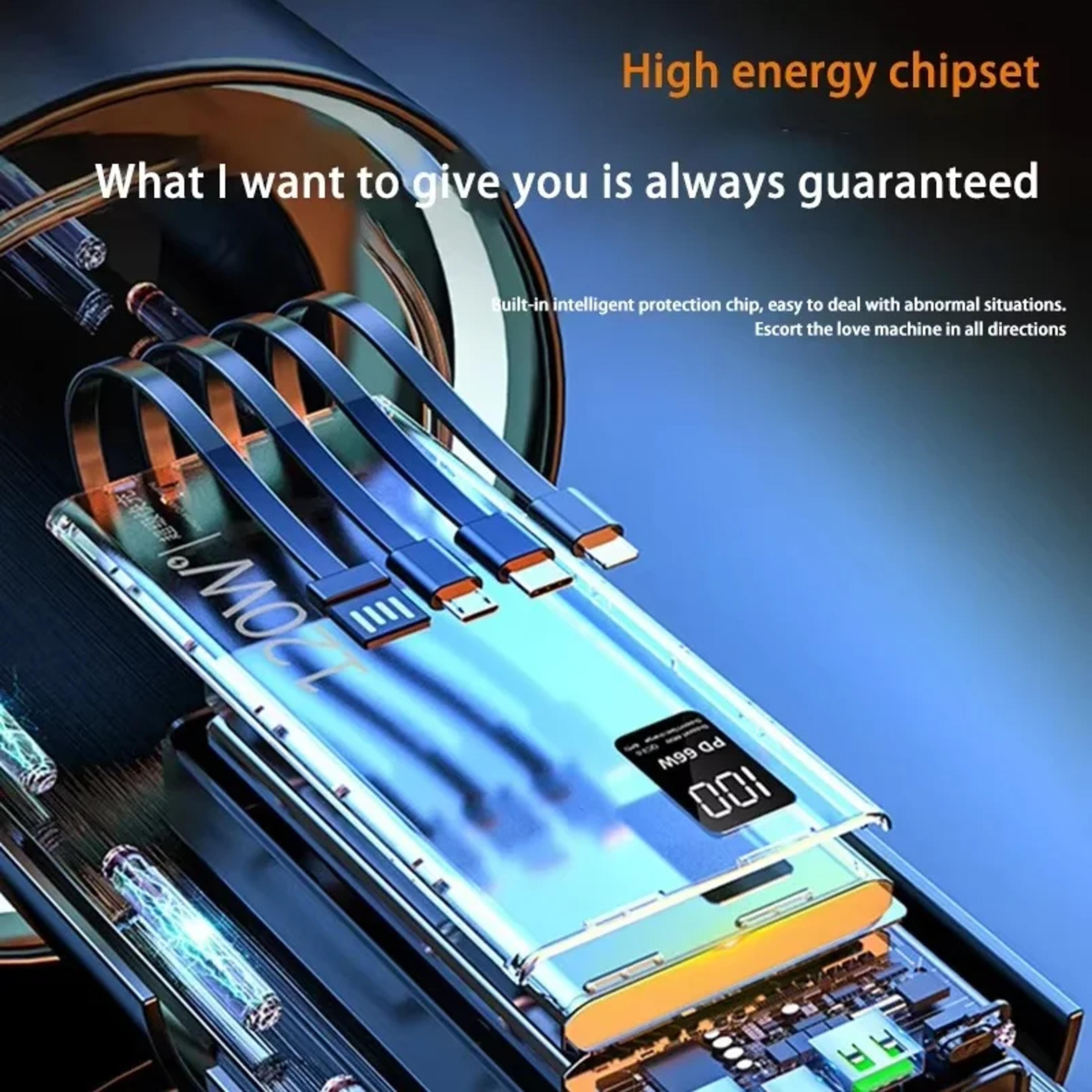high capacity power bank, portable fast charger charging cables for iphone, samsung, and other devices
