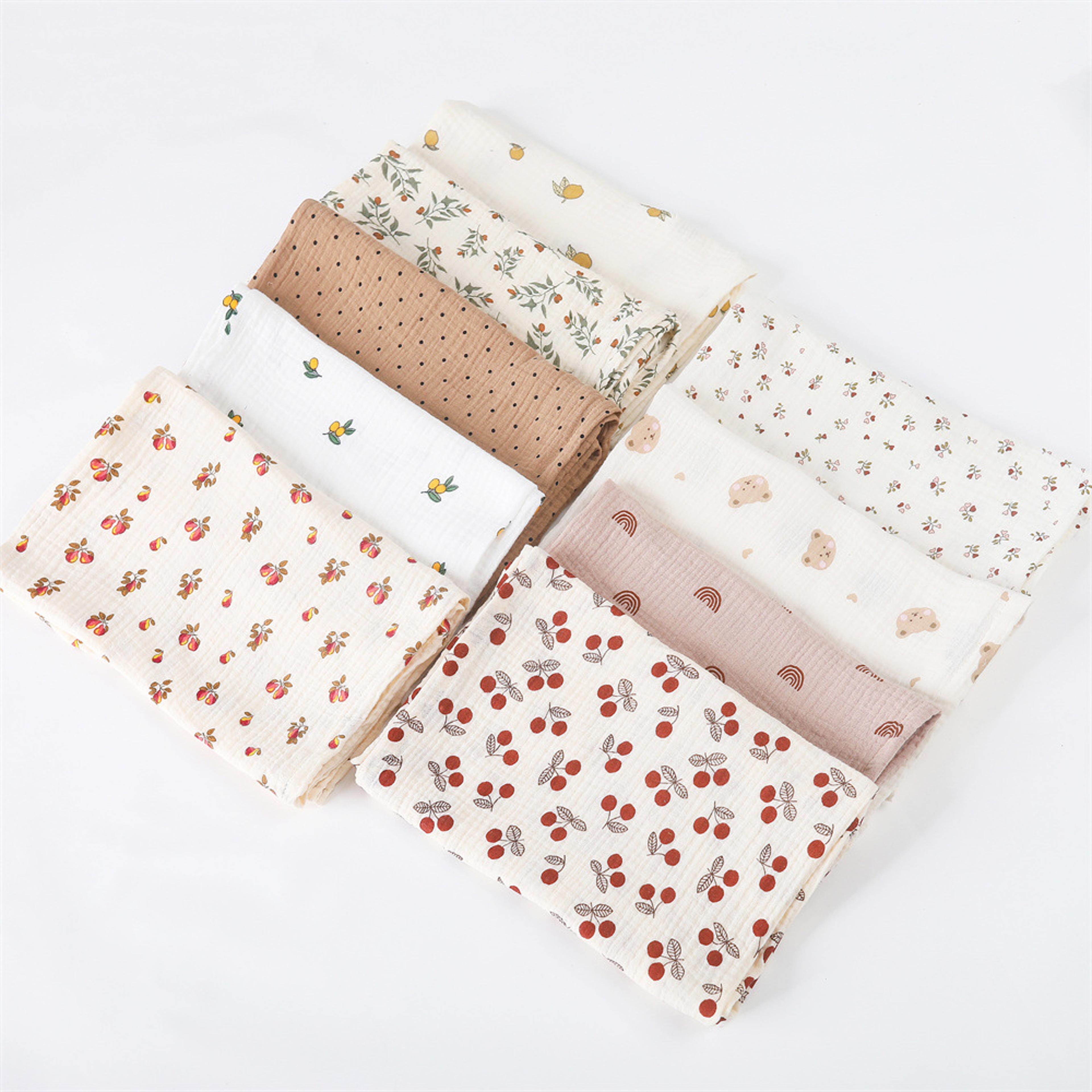 floral print muslin baby blanket, cotton swaddle, diaper swaddle for new born, crinkle fabric baby born stroller cover