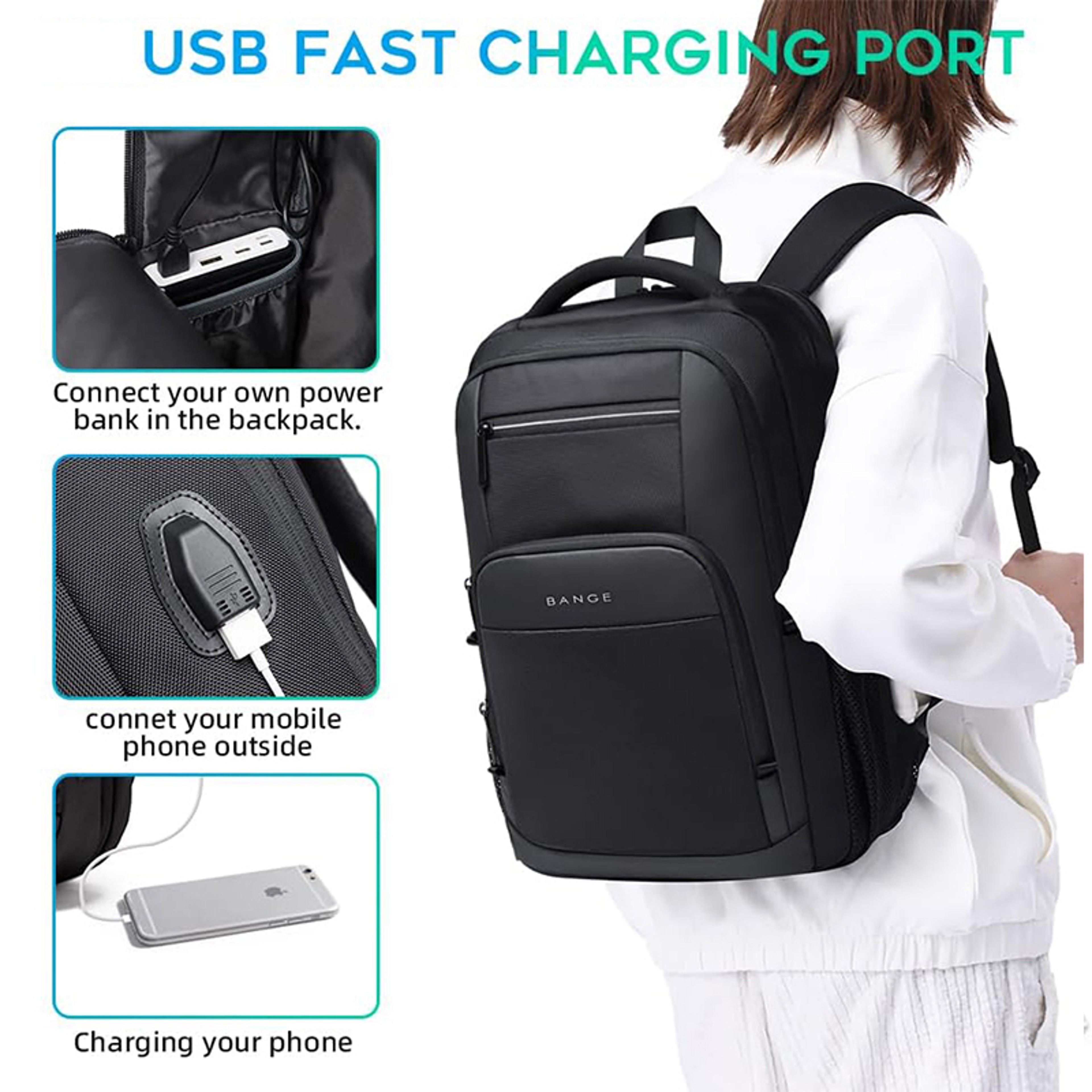 backpack that can charge your laptop LIECDRO for Men, School Backpack for Boys Teens, 15.6 inch Back Pack with USB Charging Port, Backpacks for School Business Work College Travel, College Book Bag, Black Bookbag the Hyperpack offers both abrasion Travel Waterproof Backpack with USB
