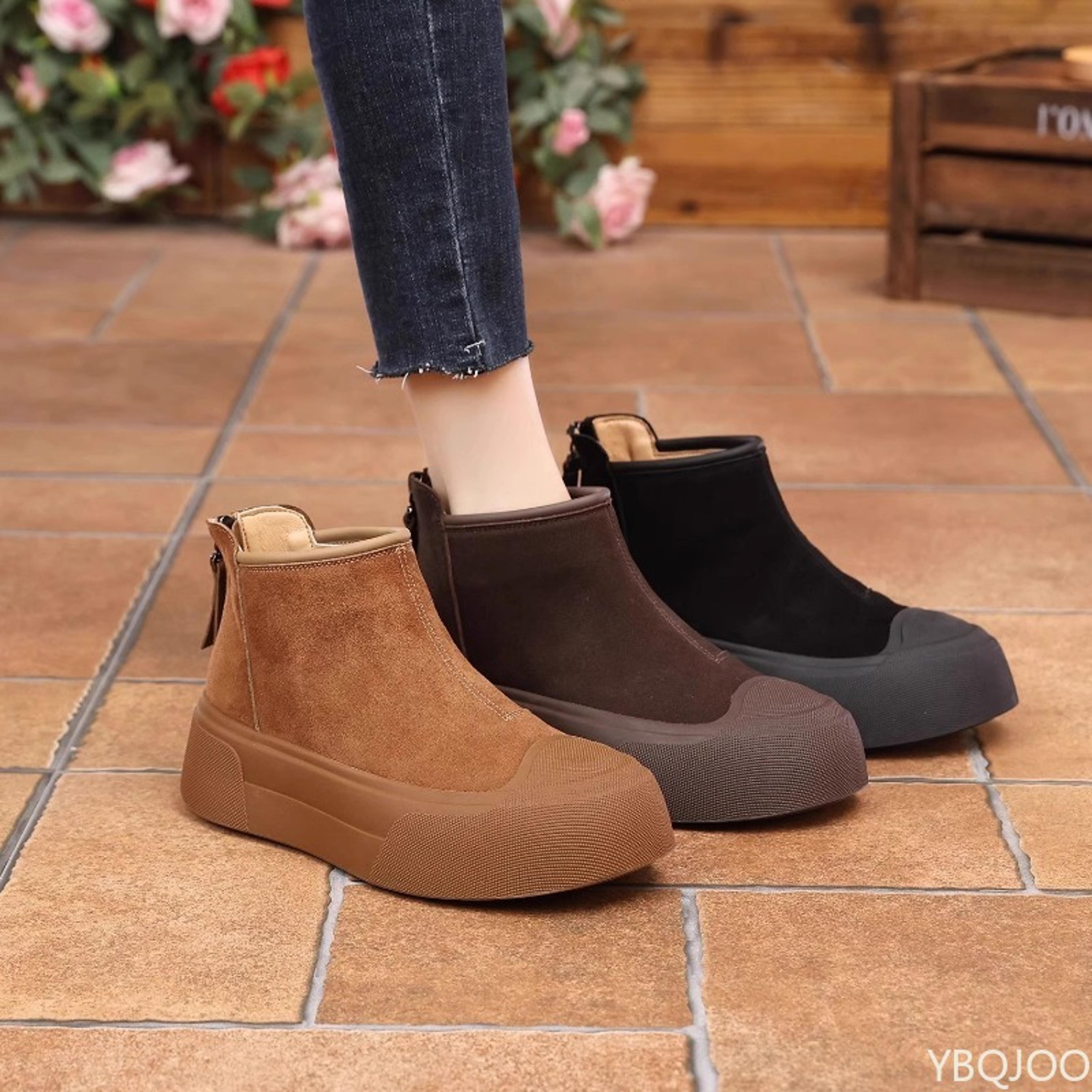 women warm casual comfortable snow boots, velvet cotton winter minimalist short boots
