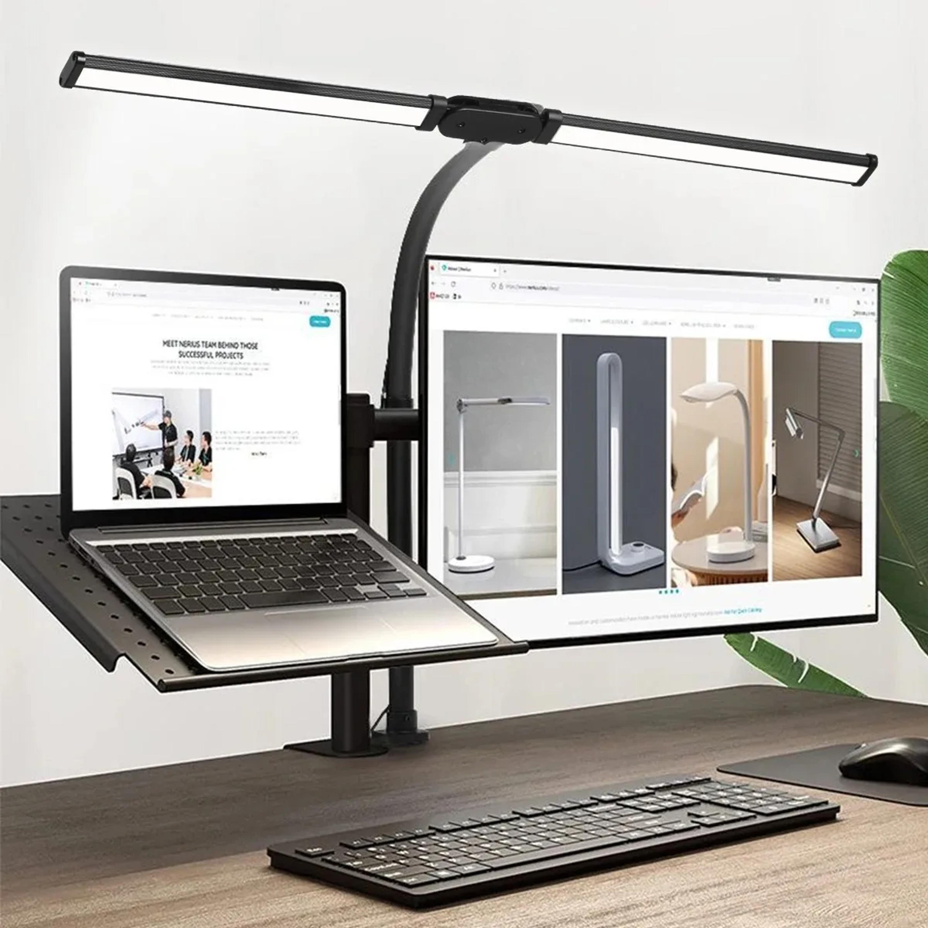 dimmable clip desk lamp, double & single head led computer table lamp, monitor light, architect reading light for office
