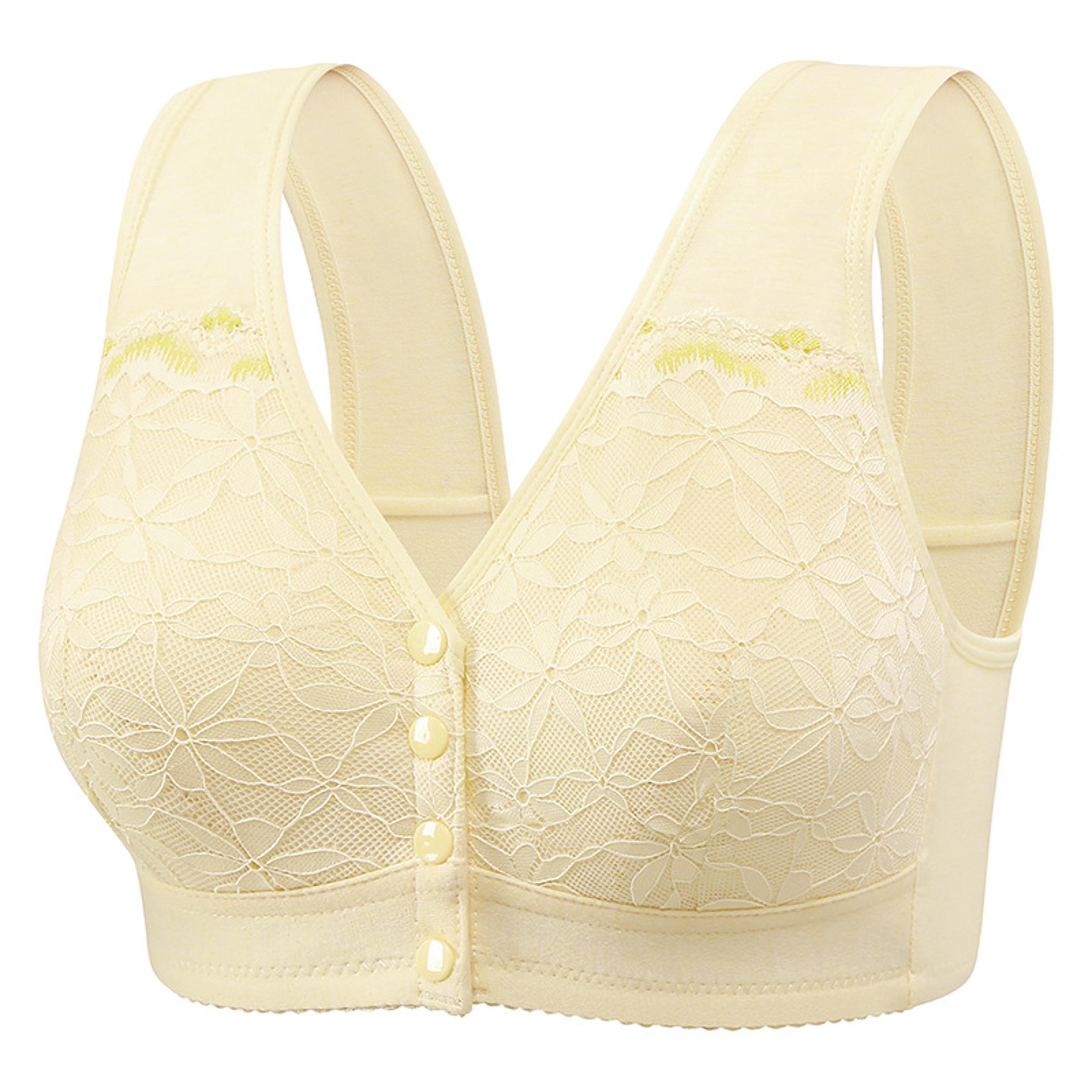 comfortable soft cotton bra, thin cup front buckle, lace no underwire vest for elderly women, extra large size